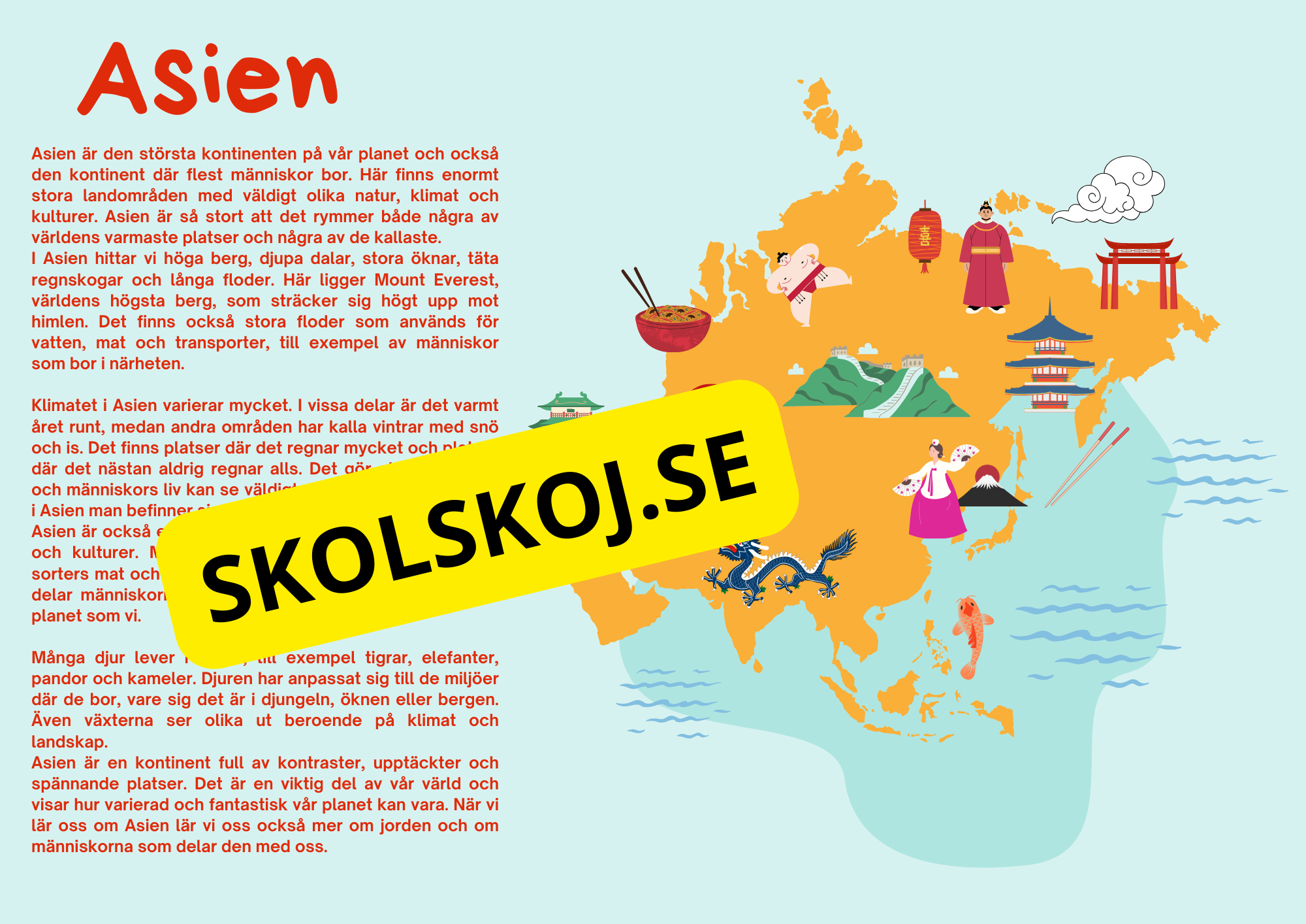 Världens kontinenter - Presentation och frågor