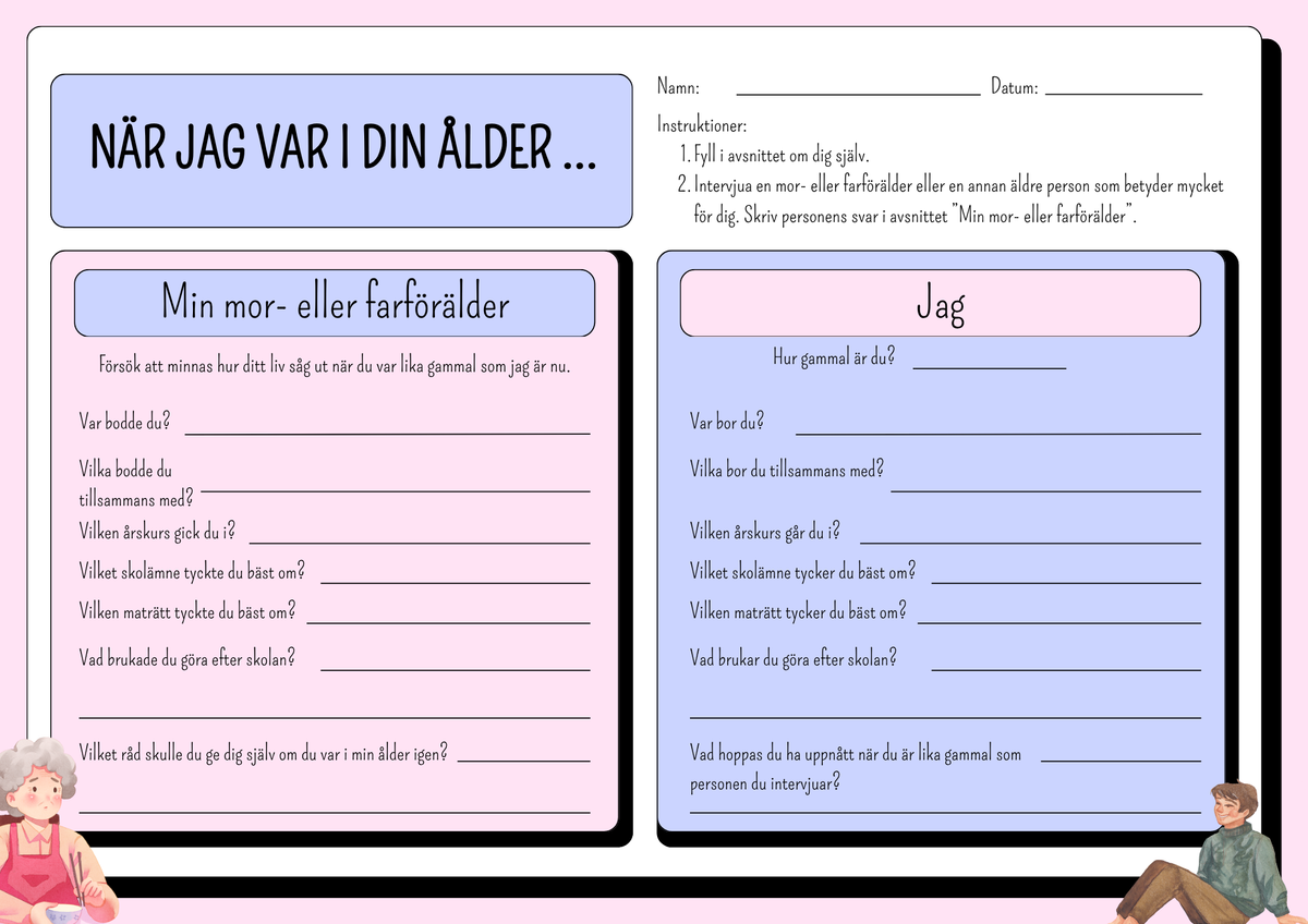 Intervju med en äldre person – jämför livet förr och nu