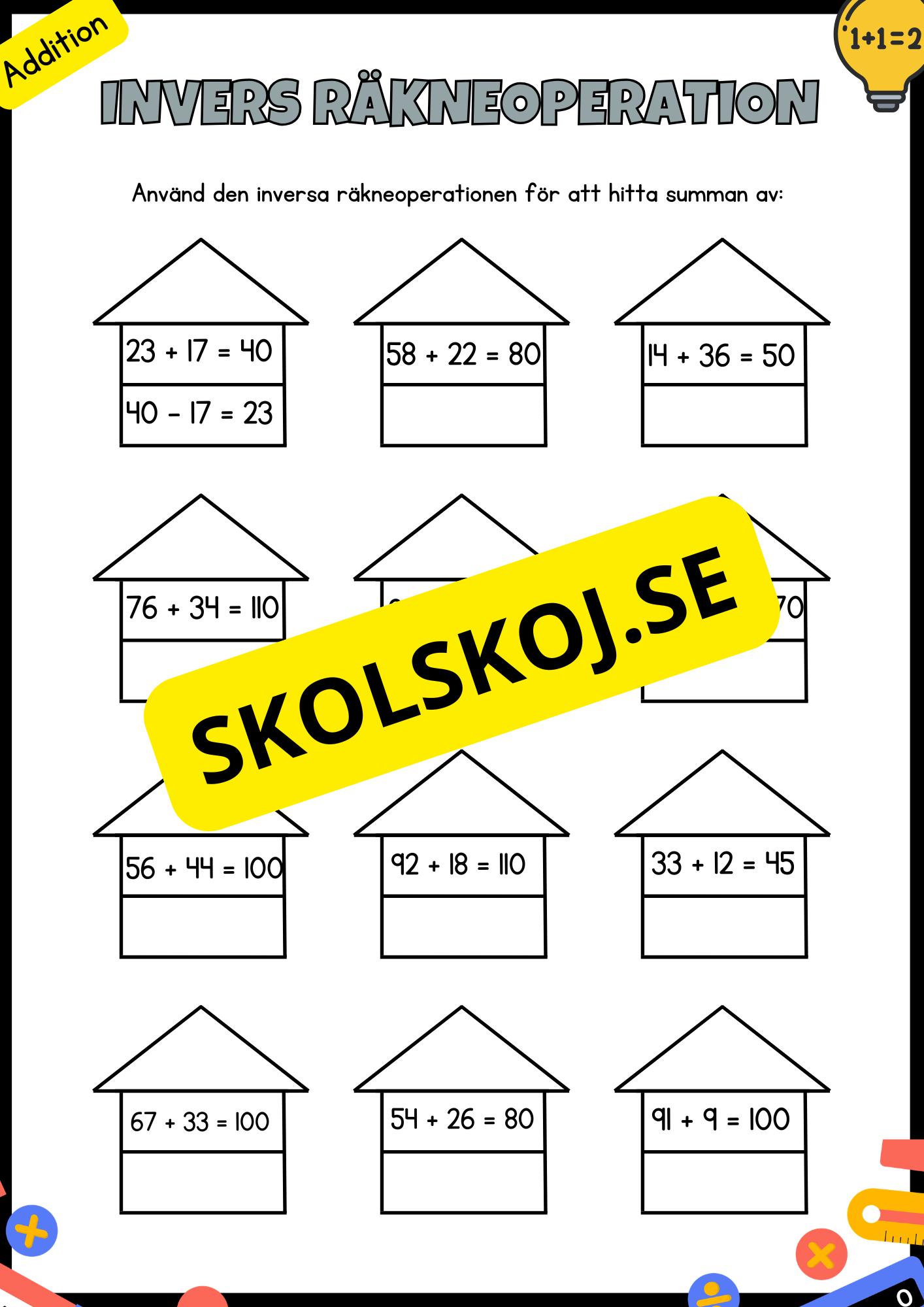 Invers räkneoperation - De fyra räknesätten