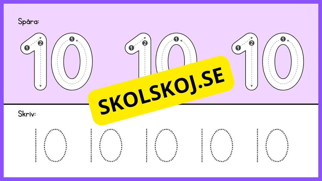 Jag kan räkna till 10 - Spåra siffror (23 sidor)