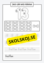 Jag lär mig räkna - Spåra och skriva siffror och tal 1 - 30