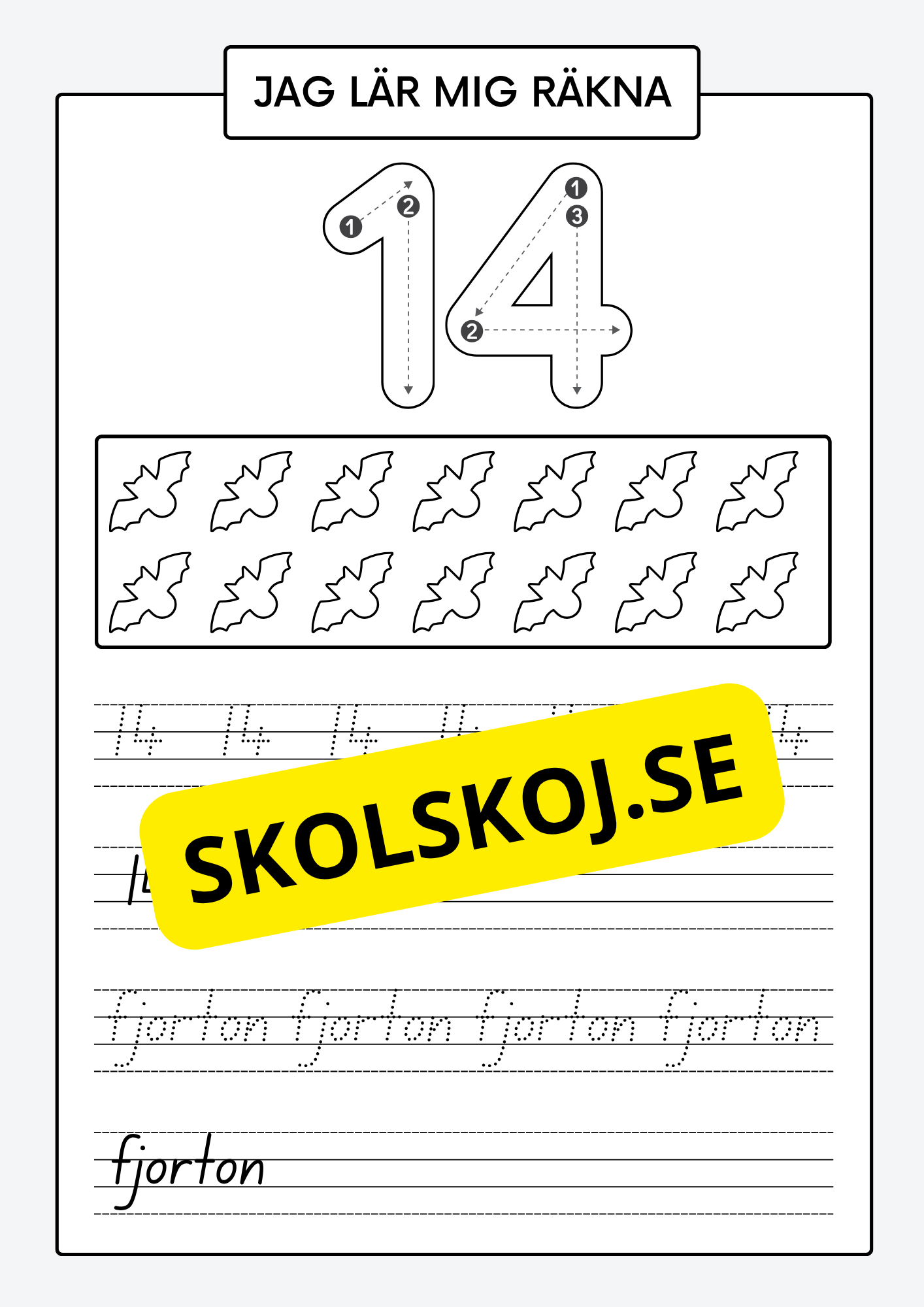Jag lär mig räkna - Spåra och skriva siffror och tal 1 - 30