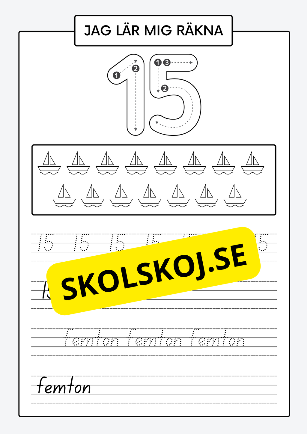 Jag lär mig räkna - Spåra och skriva siffror och tal 1 - 30