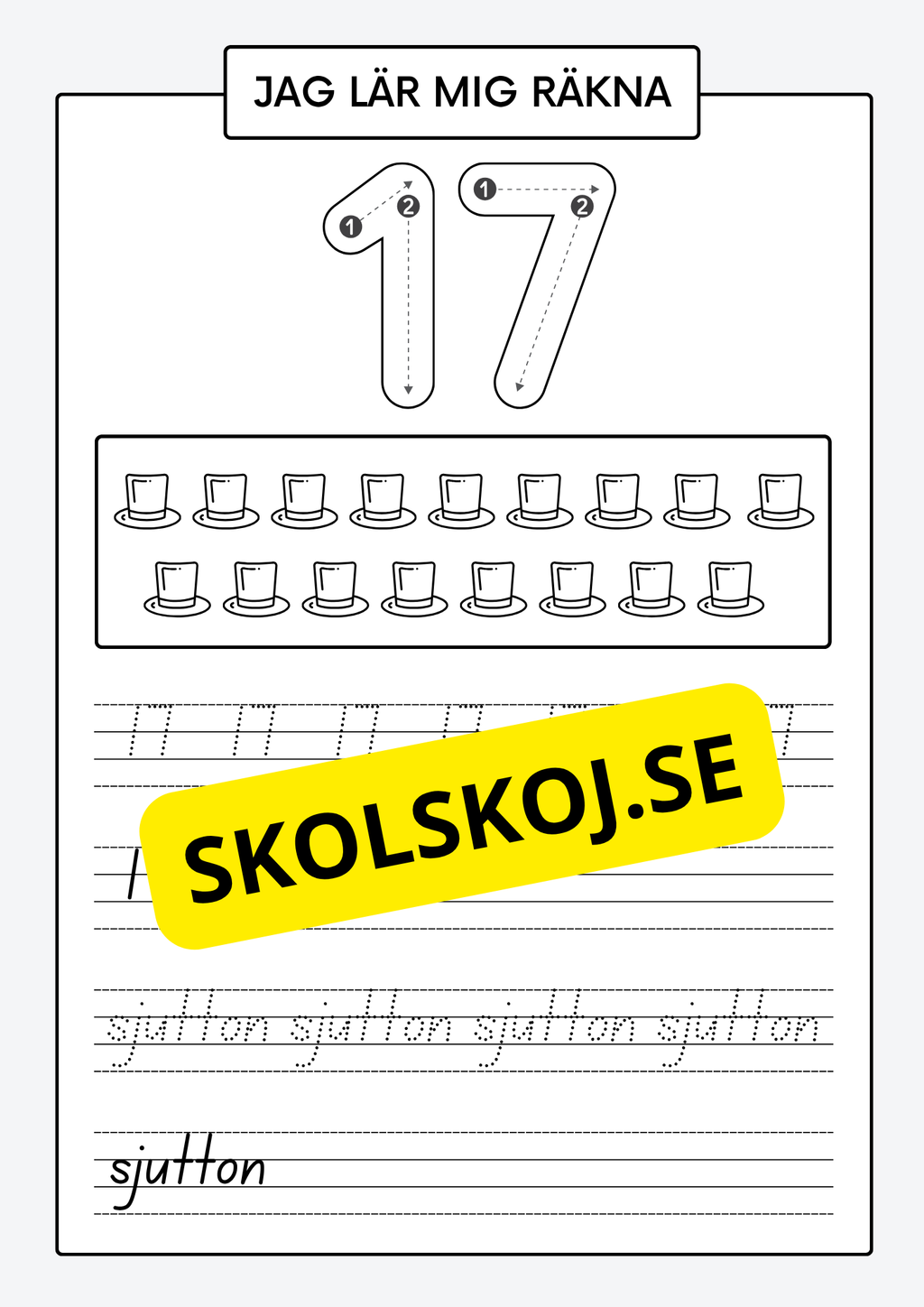 Jag lär mig räkna - Spåra och skriva siffror och tal 1 - 30