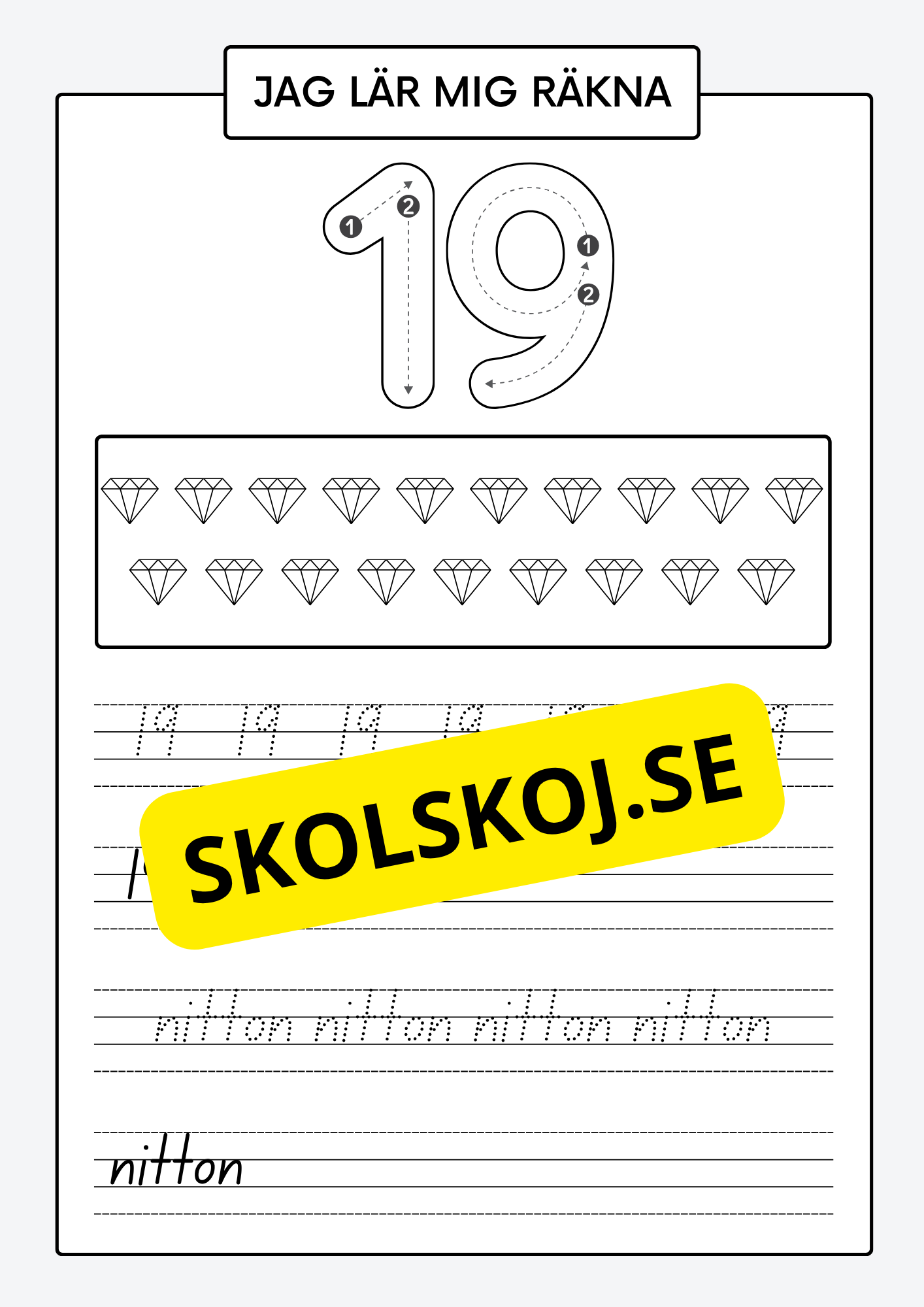 Jag lär mig räkna - Spåra och skriva siffror och tal 1 - 30