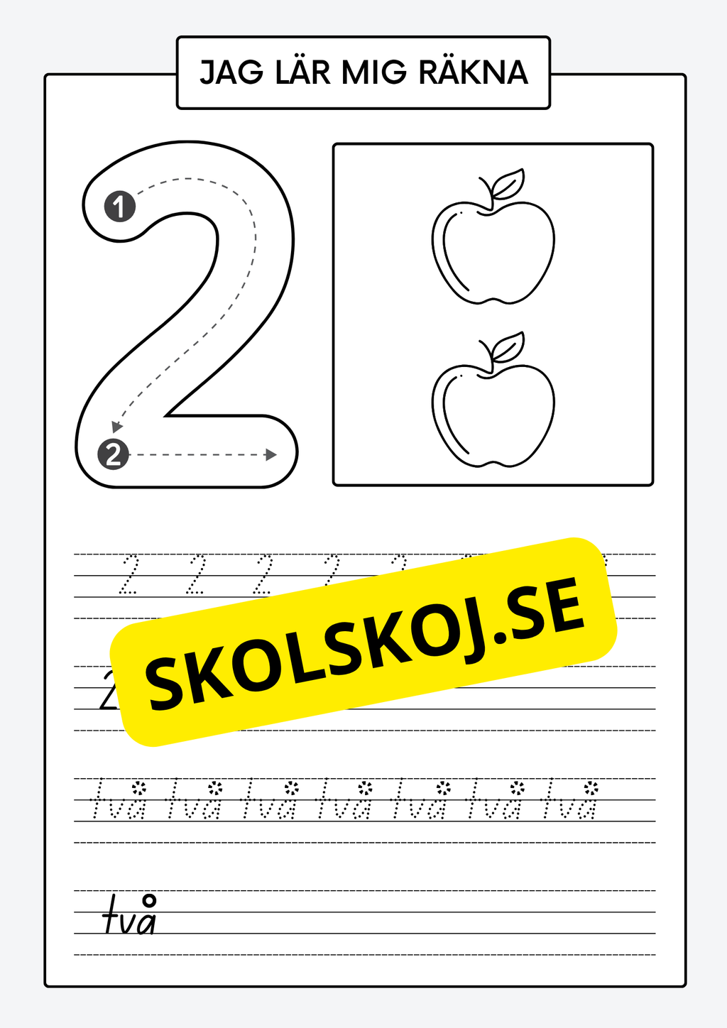 Jag lär mig räkna - Spåra och skriva siffror och tal 1 - 30