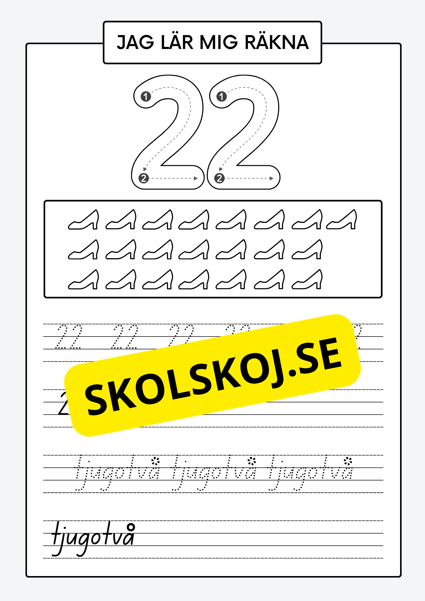 Jag lär mig räkna - Spåra och skriva siffror och tal 1 - 30