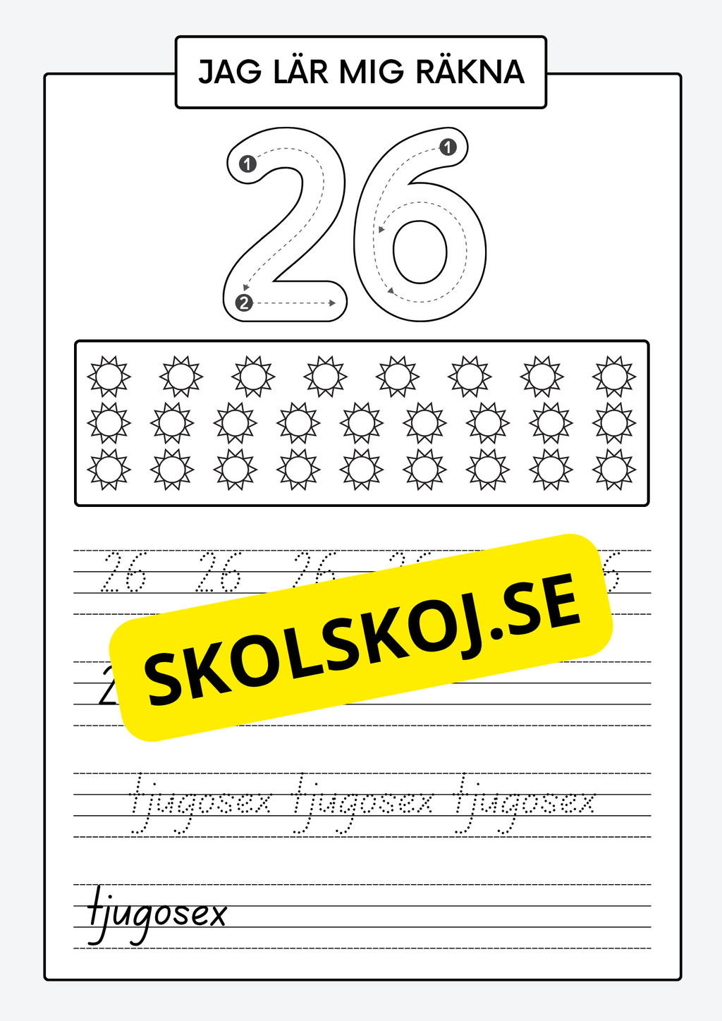 Jag lär mig räkna - Spåra och skriva siffror och tal 1 - 30