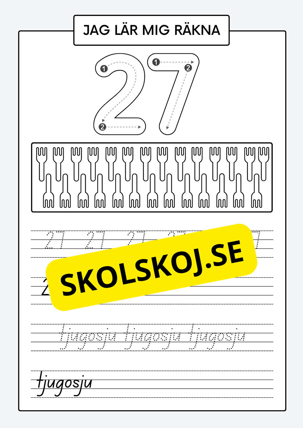 Jag lär mig räkna - Spåra och skriva siffror och tal 1 - 30