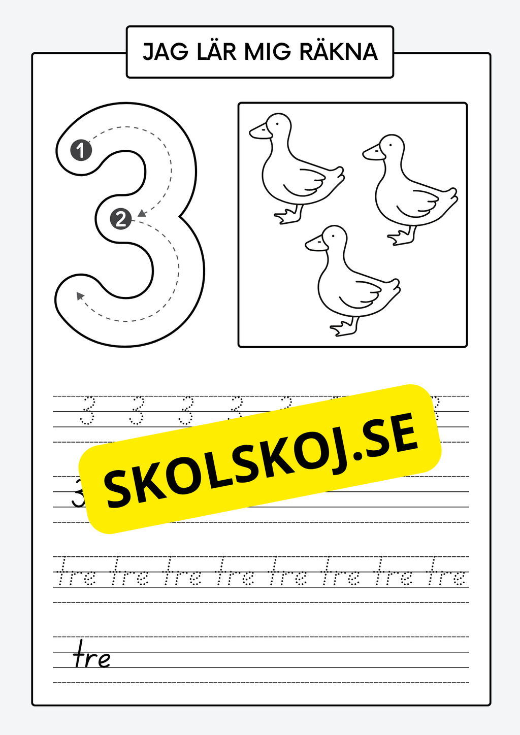 Jag lär mig räkna - Spåra och skriva siffror och tal 1 - 30