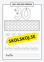 Jag lär mig räkna - Spåra och skriva siffror och tal 1 - 30