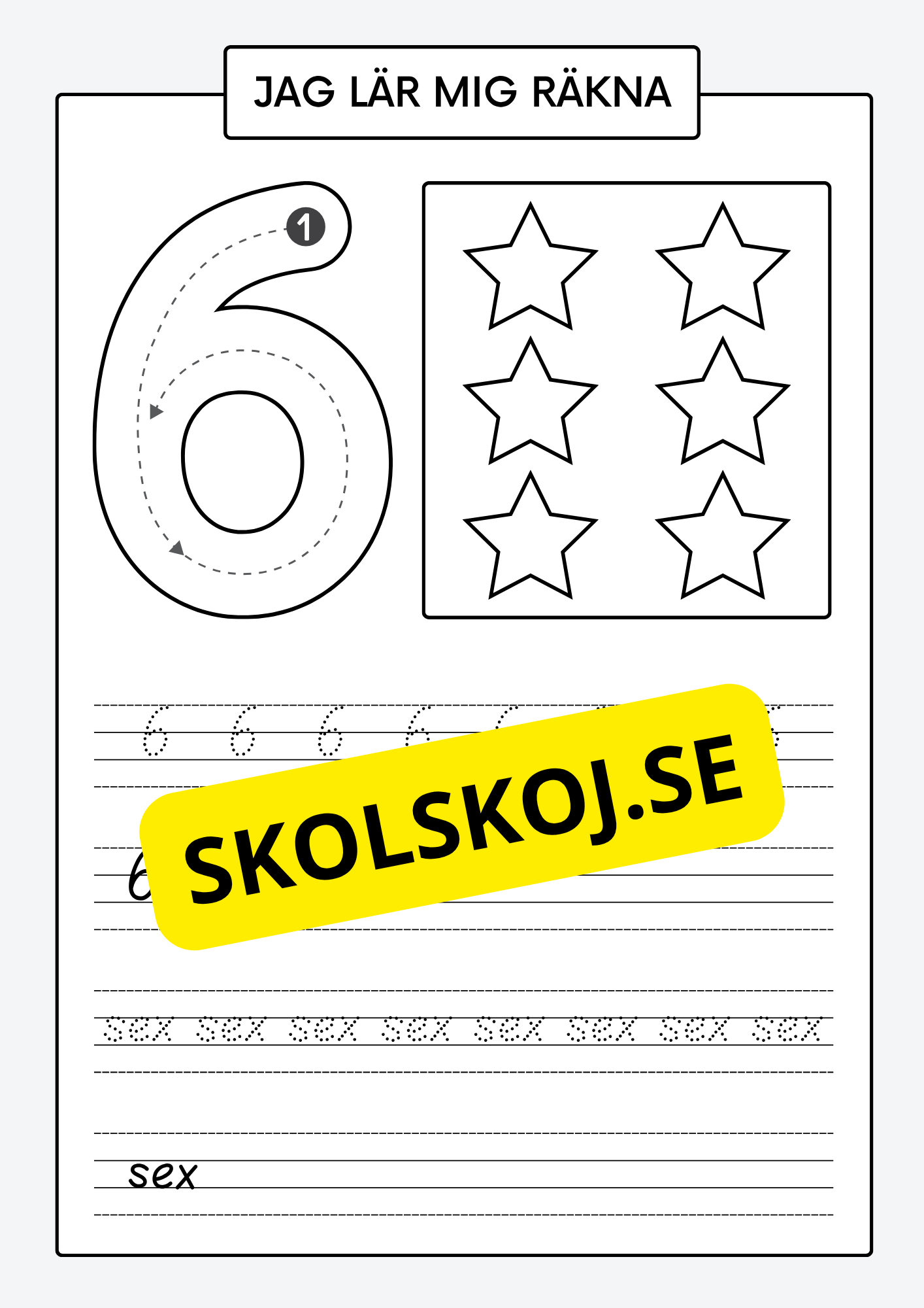 Jag lär mig räkna - Spåra och skriva siffror och tal 1 - 30