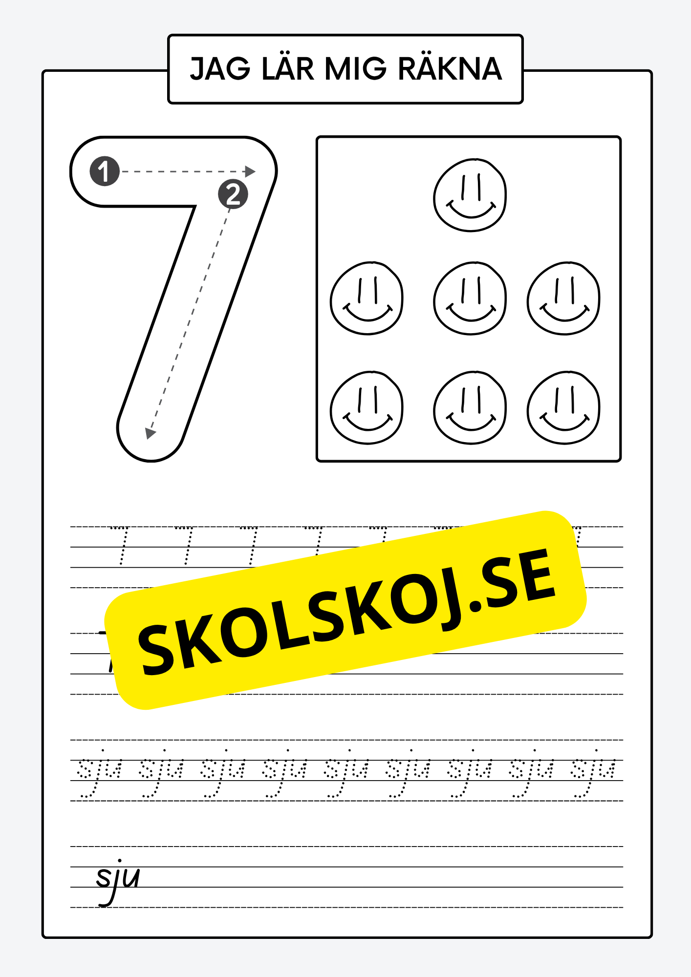 Jag lär mig räkna - Spåra och skriva siffror och tal 1 - 30