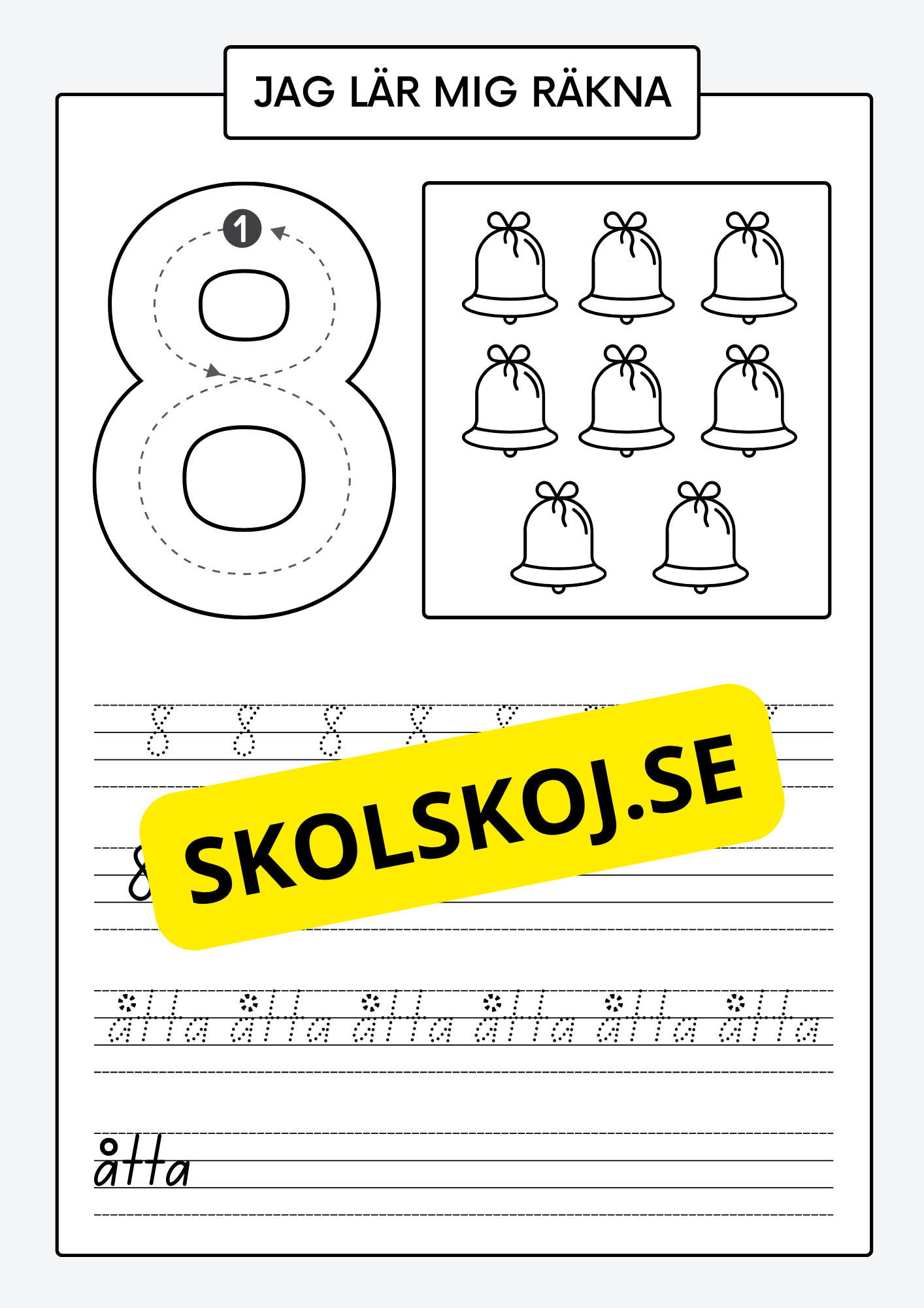 Jag lär mig räkna - Spåra och skriva siffror och tal 1 - 30