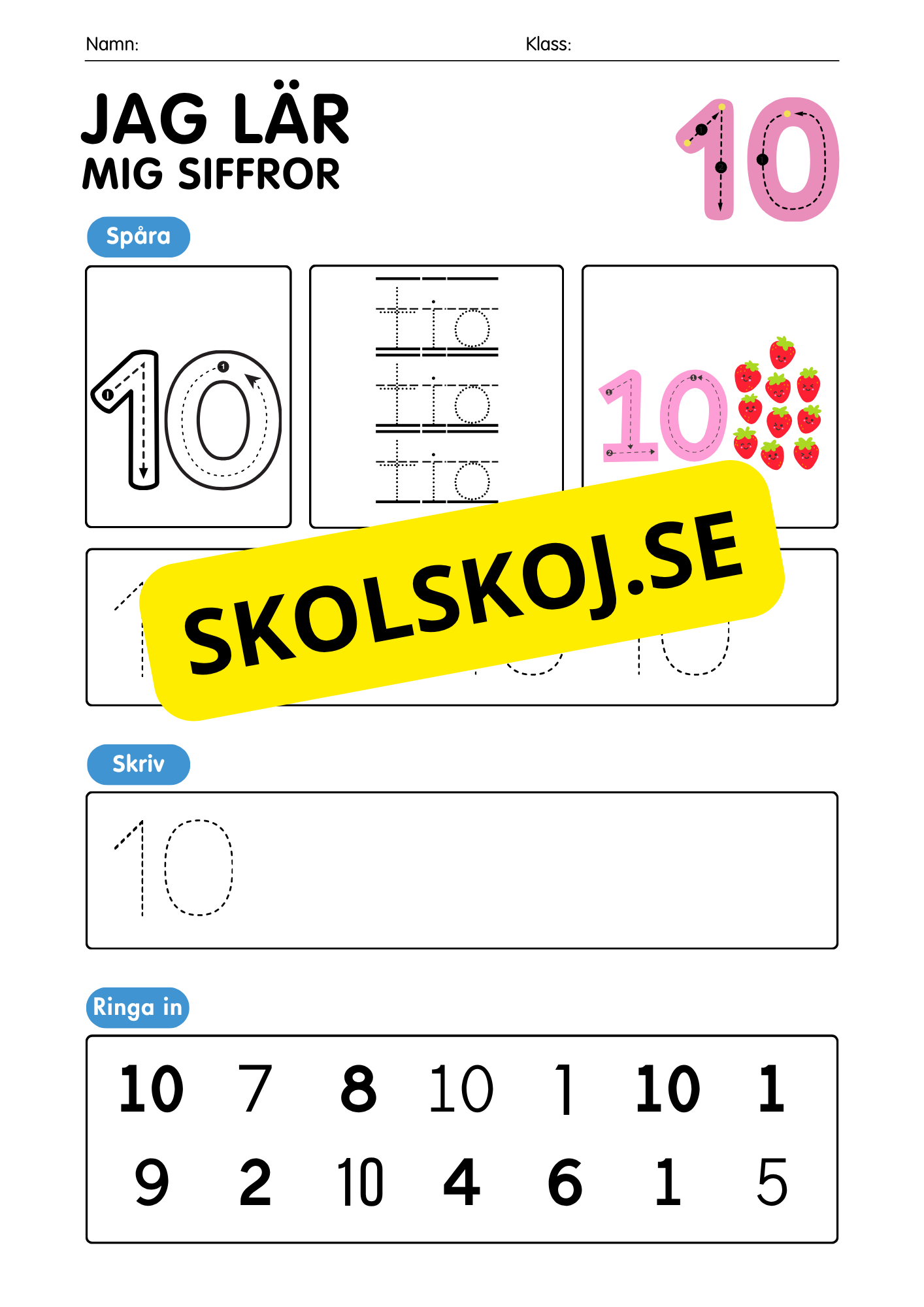 Jag lär mig siffror 1 - 10 - Häfte
