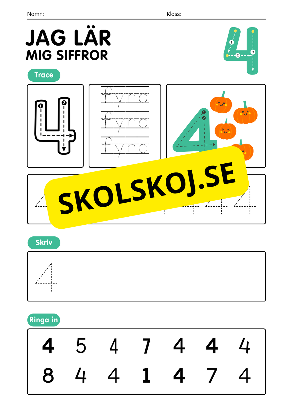 Jag lär mig siffror 1 - 10 - Häfte