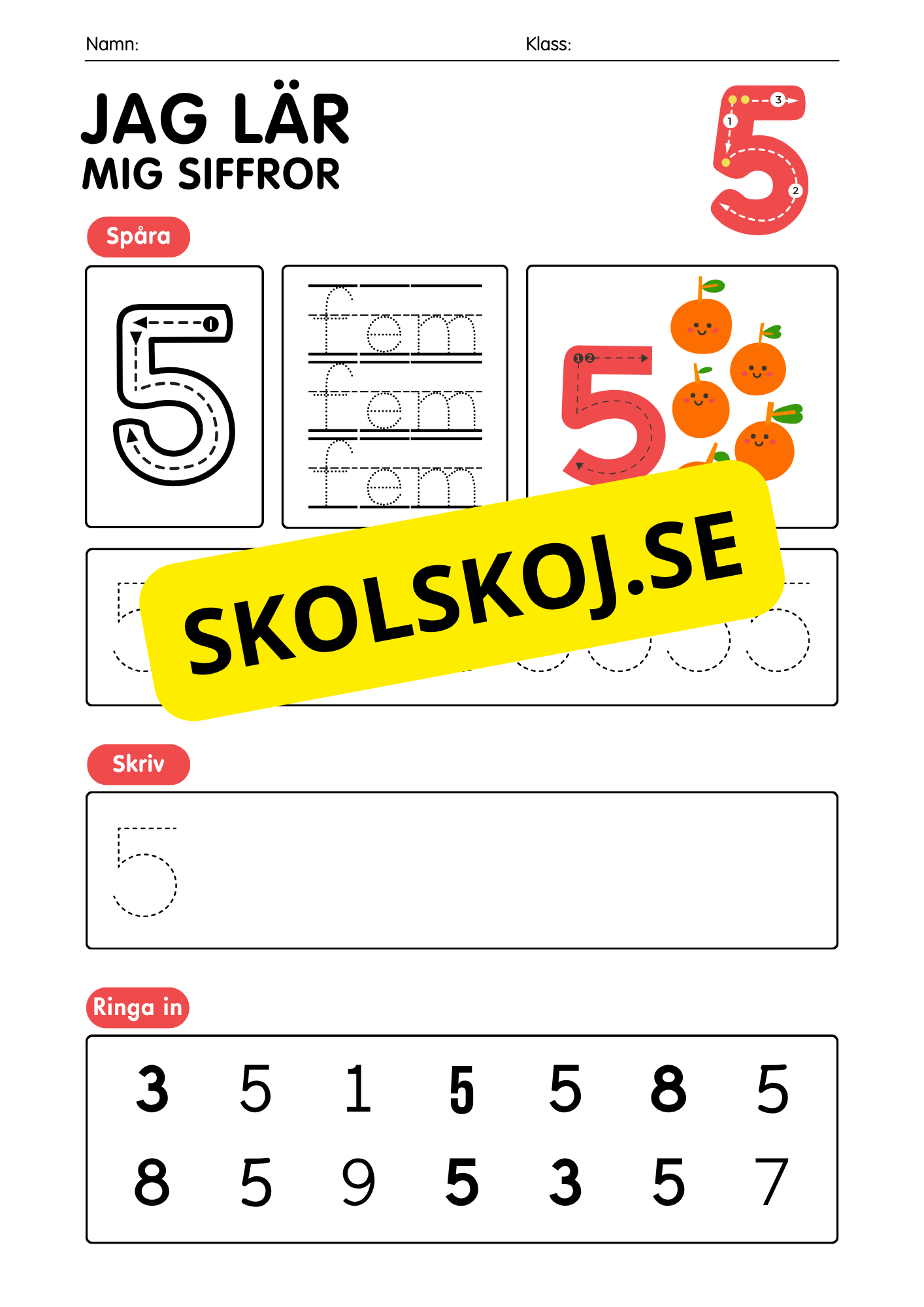 Jag lär mig siffror 1 - 10 - Häfte