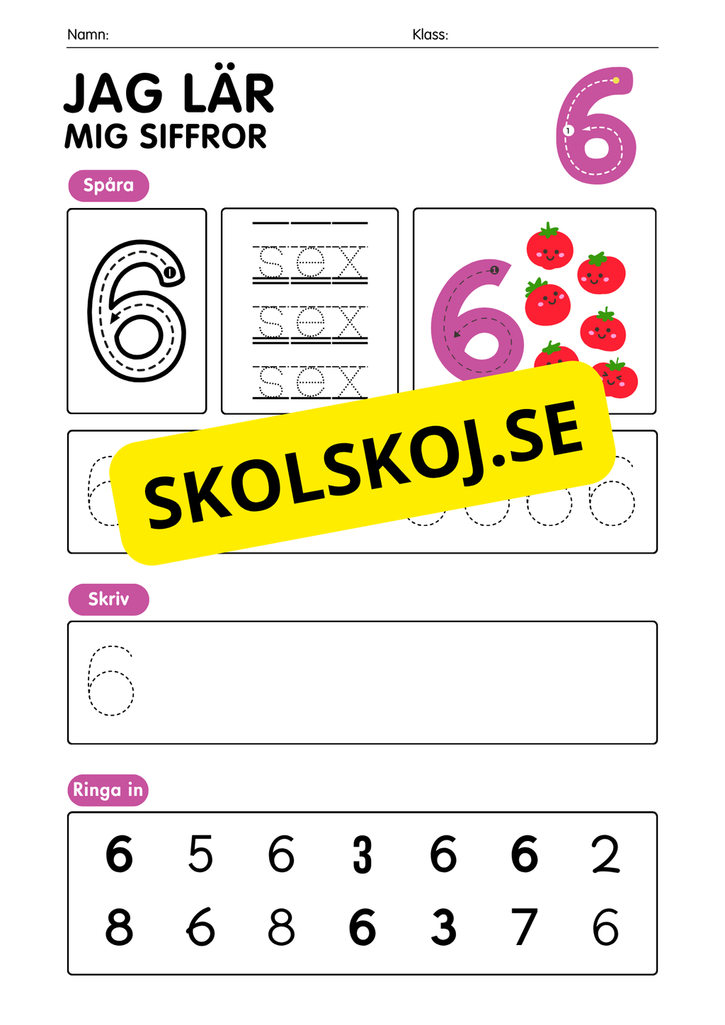 Jag lär mig siffror 1 - 10 - Häfte