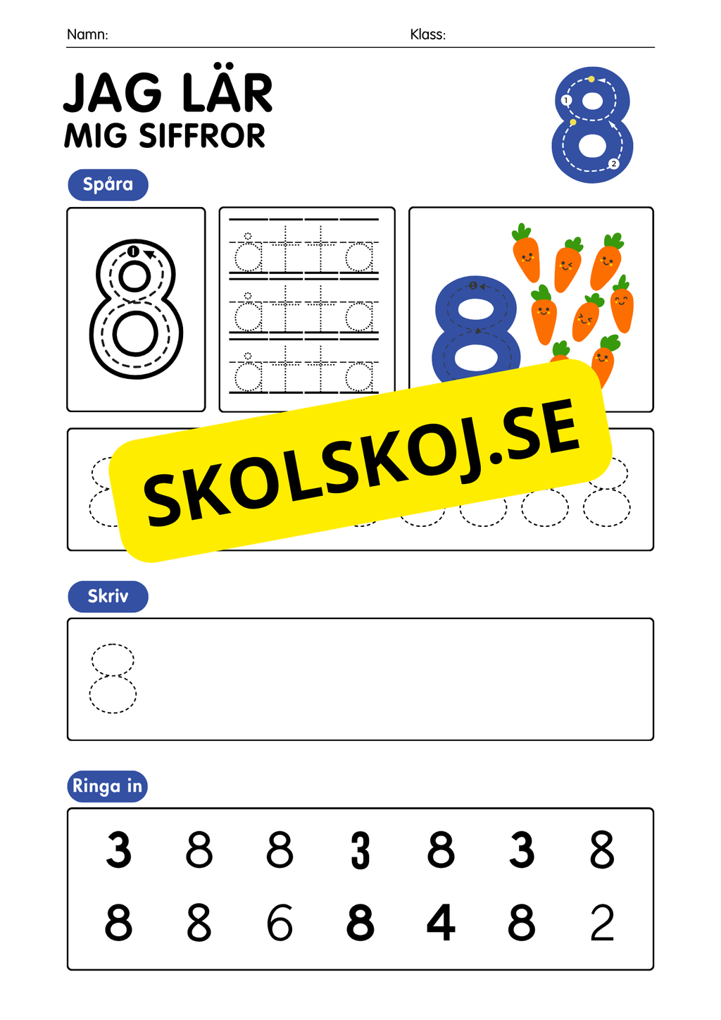Jag lär mig siffror 1 - 10 - Häfte