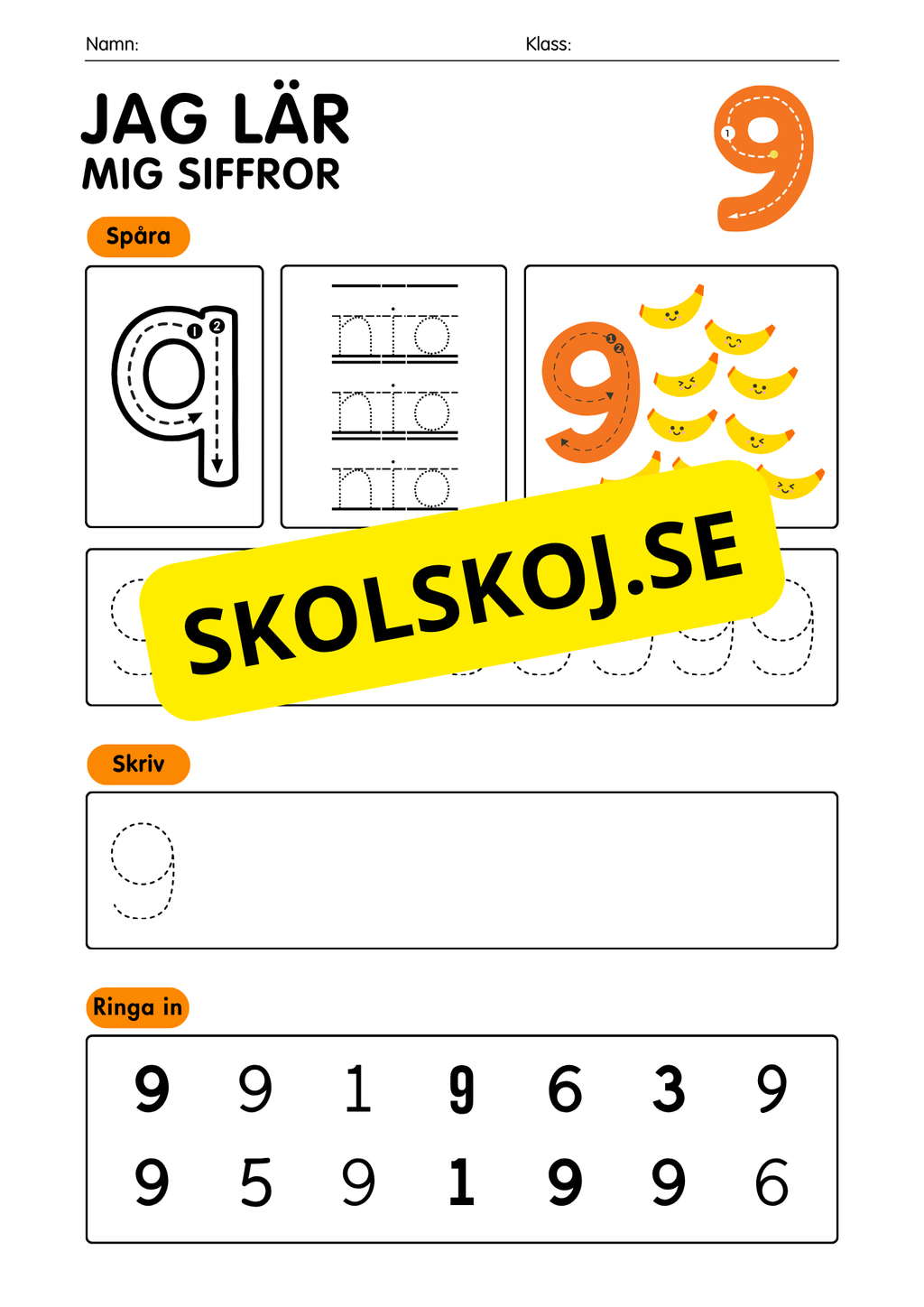 Jag lär mig siffror 1 - 10 - Häfte