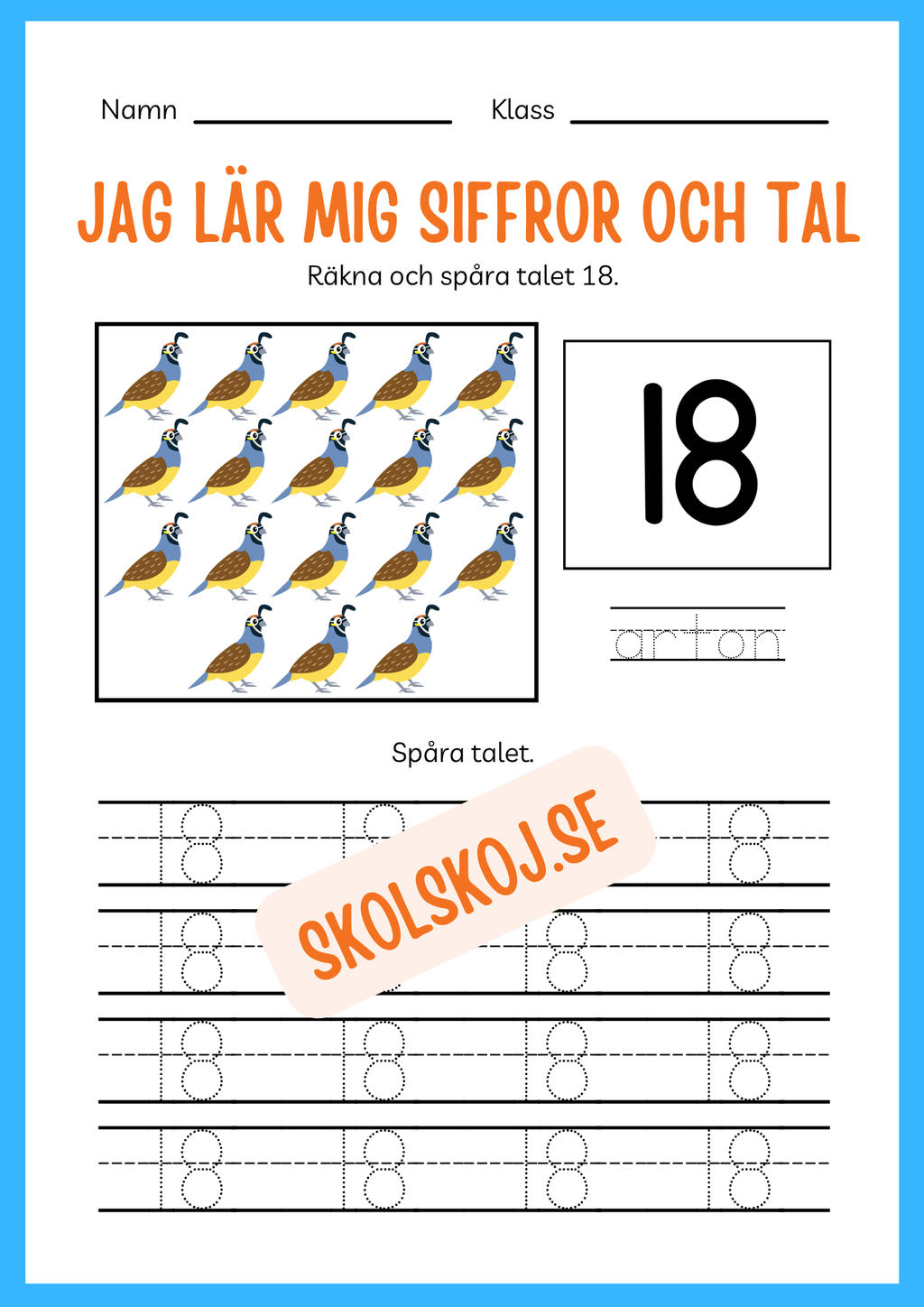 Jag lär mig siffror och tal 1 - 20