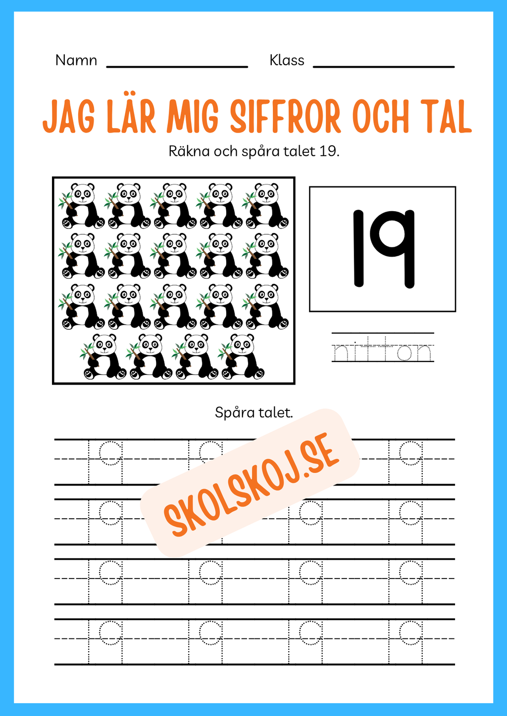 Jag lär mig siffror och tal 1 - 20