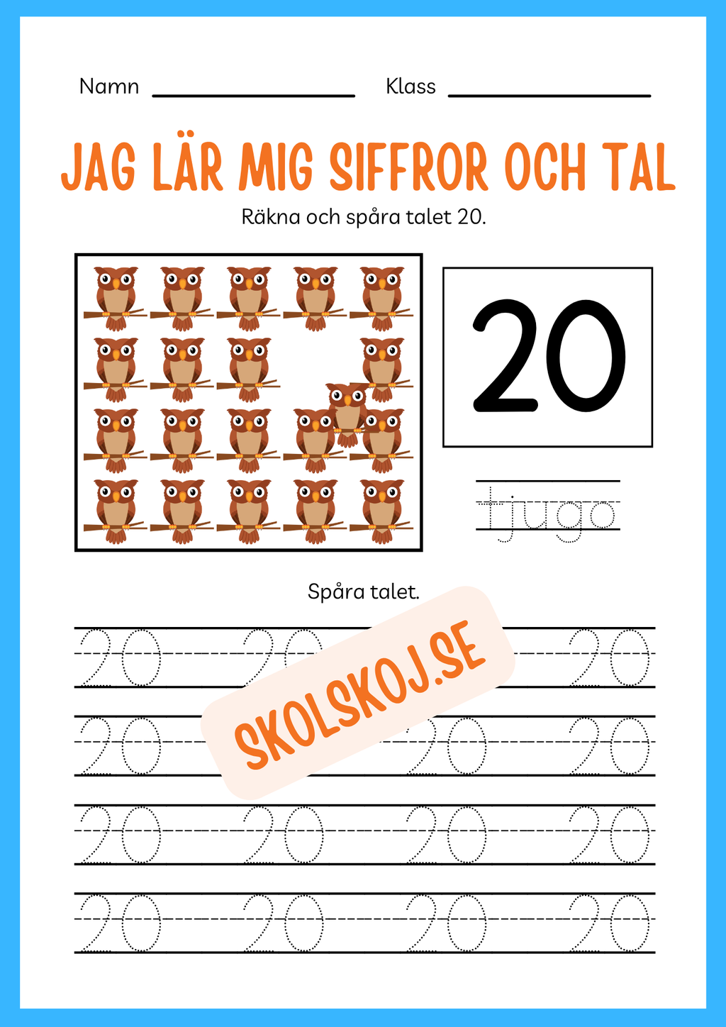 Jag lär mig siffror och tal 1 - 20