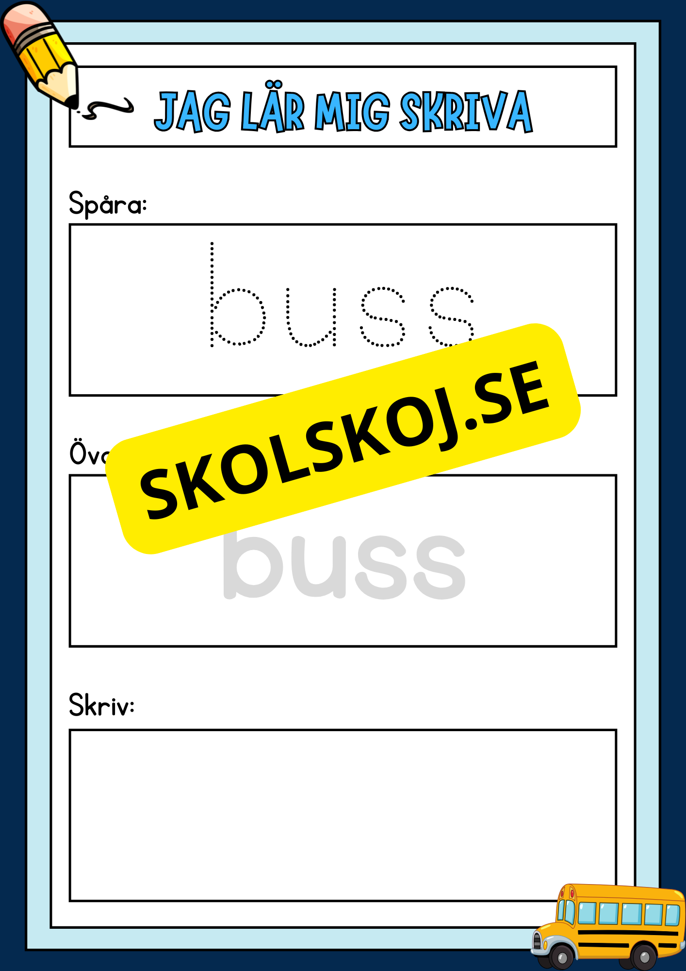 Jag lär mig skriva - Häfte - Spåra och skriv (40 sidor)