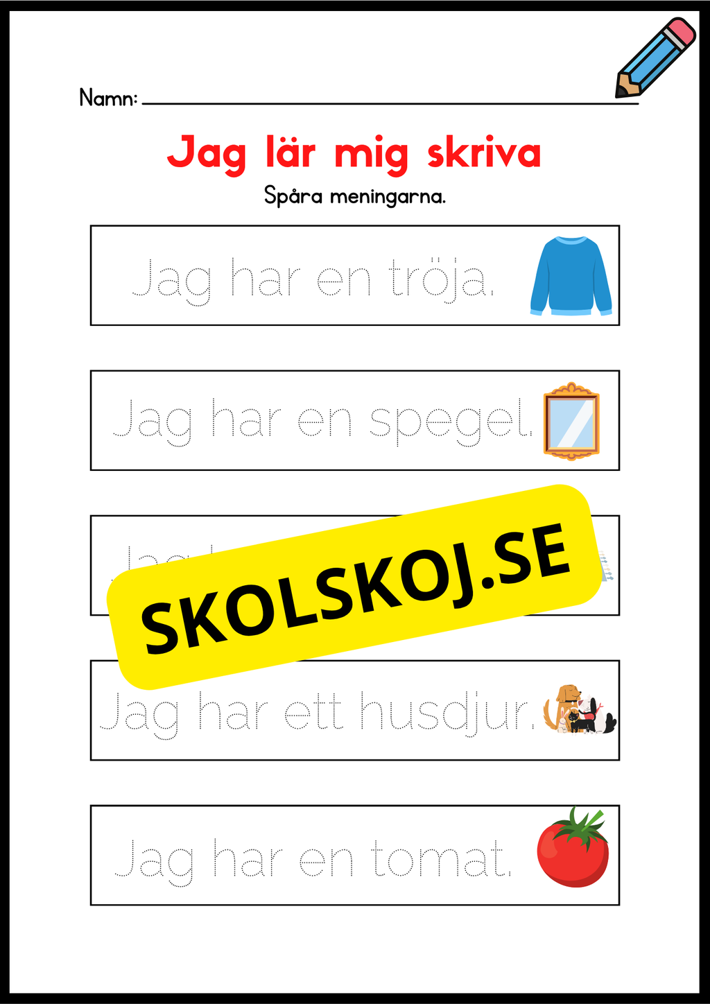 Jag lär mig skriva - Spåra meningar