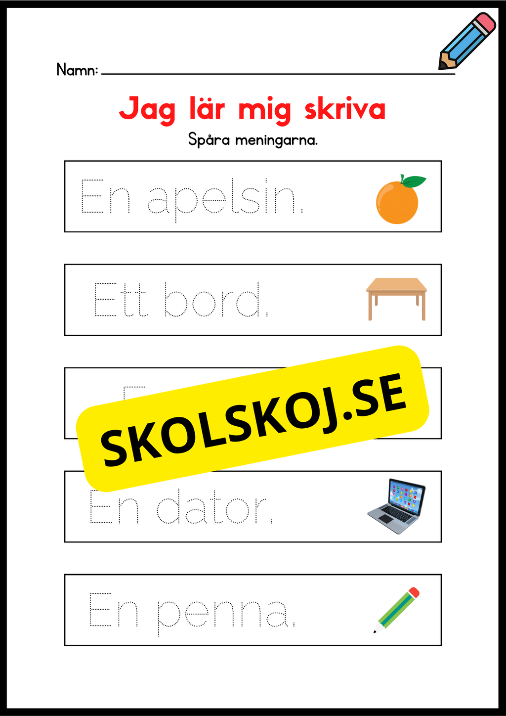 Jag lär mig skriva - Spåra meningar