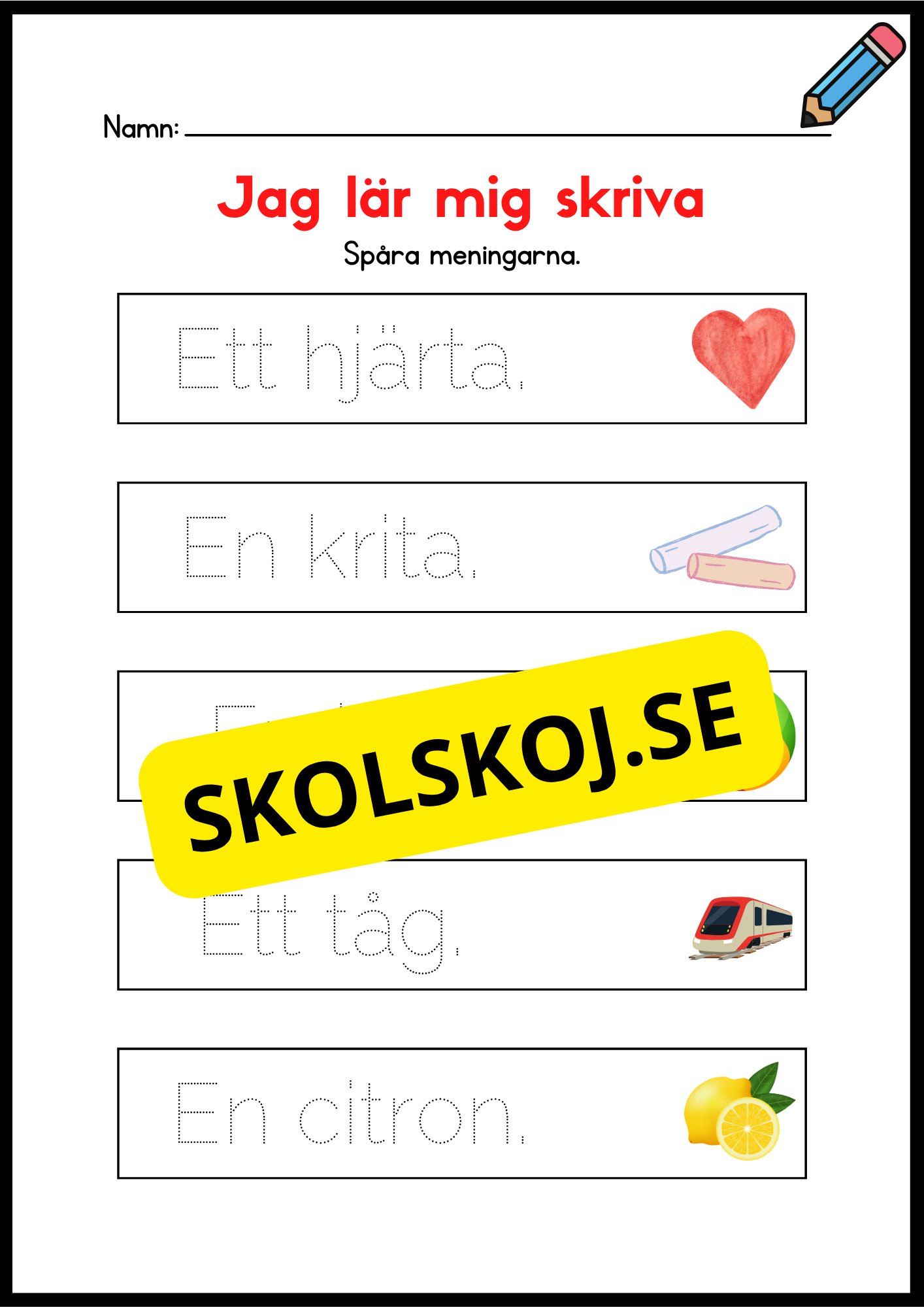 Jag lär mig skriva - Spåra meningar