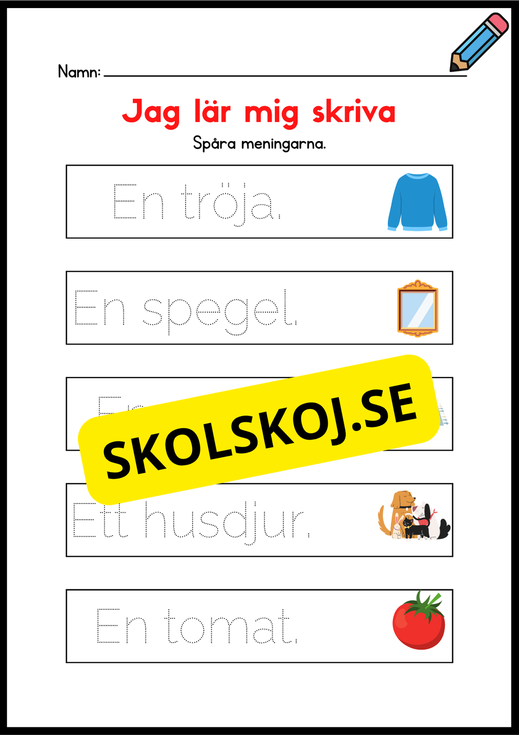 Jag lär mig skriva - Spåra meningar