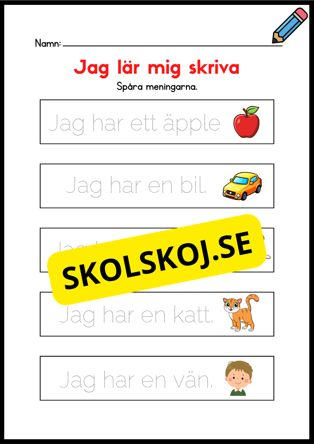 Jag lär mig skriva - Spåra meningar