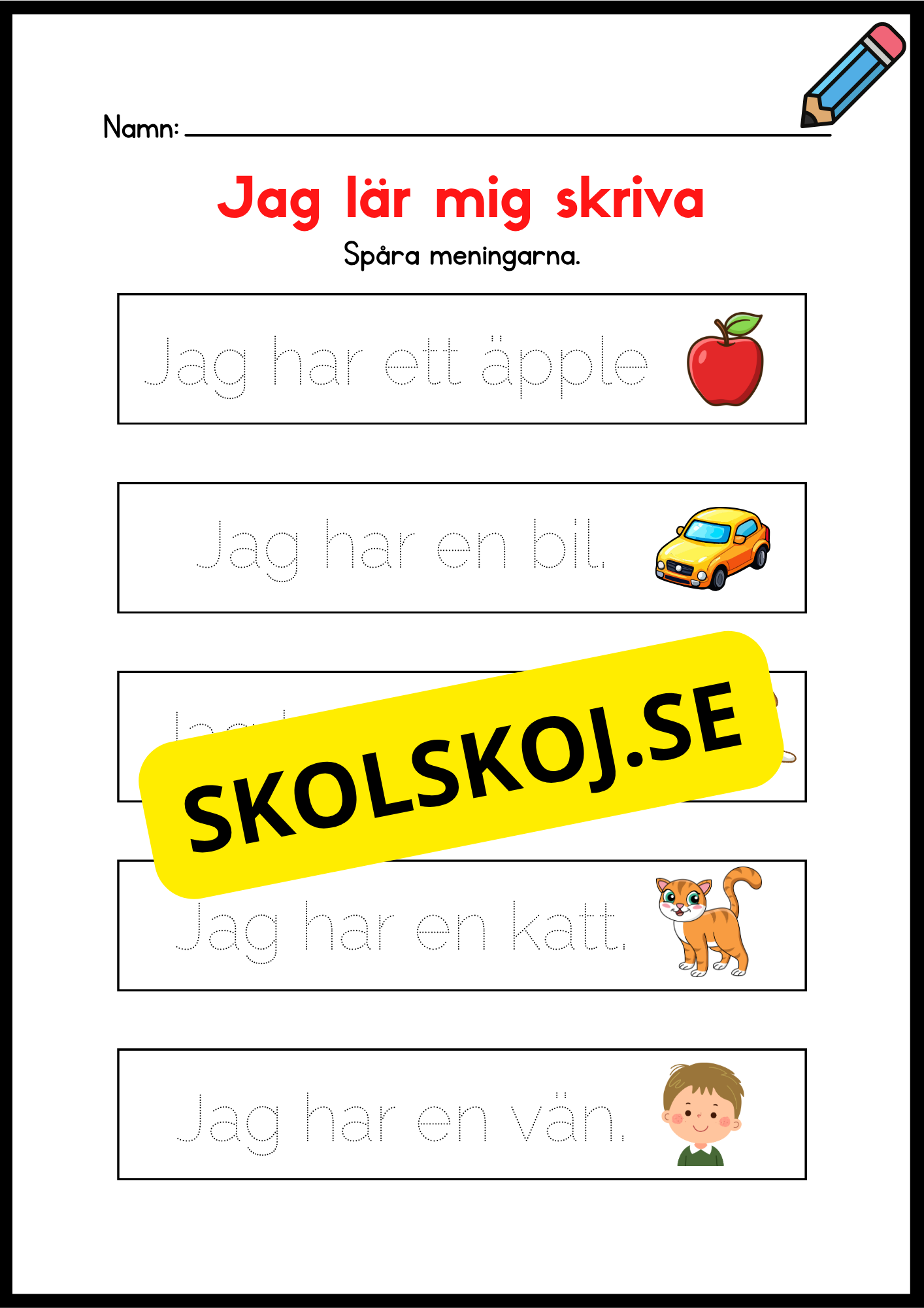 Jag lär mig skriva - Spåra meningar