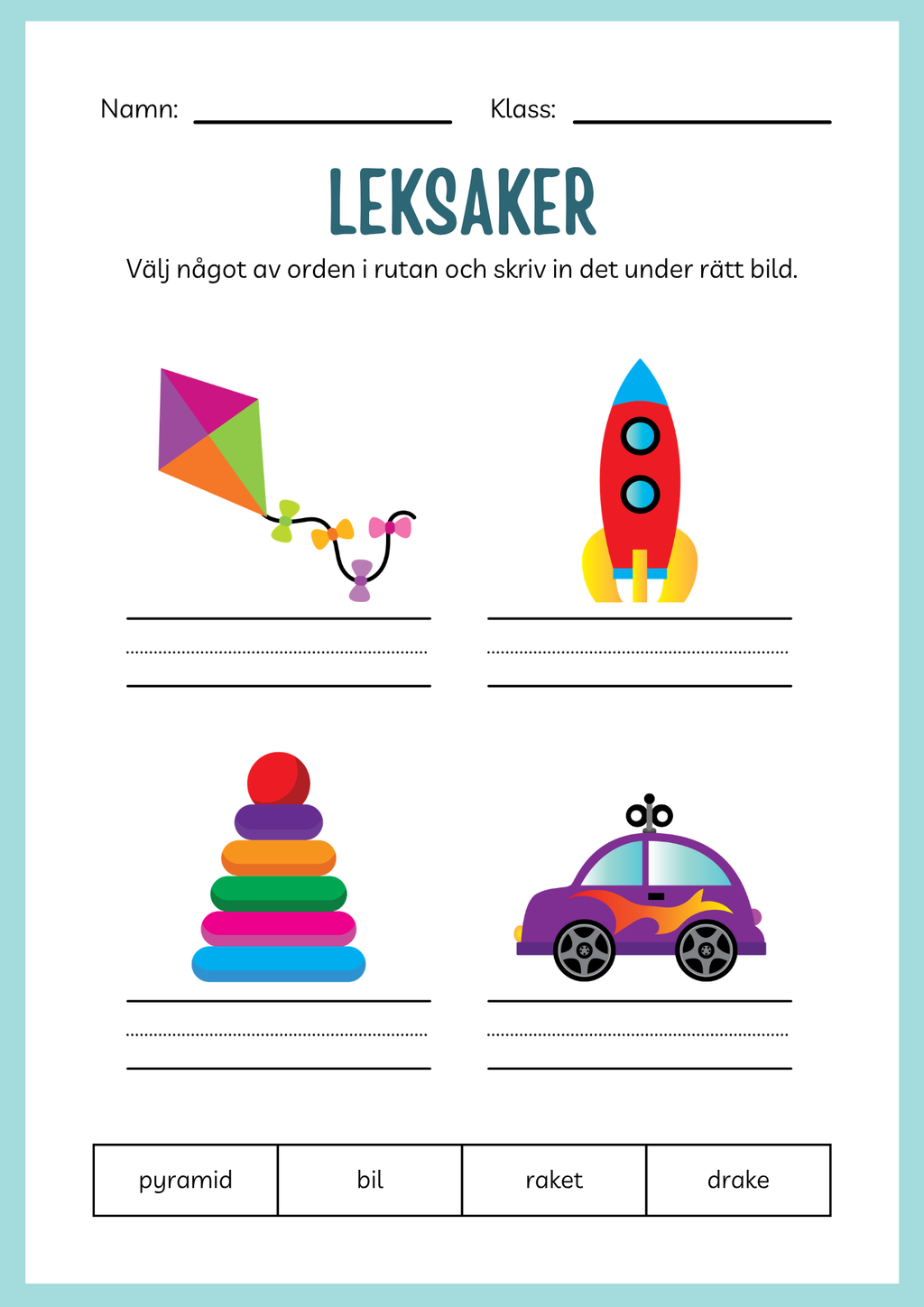 Jag lär mig skriva - Tema leksaker (24 sidor)