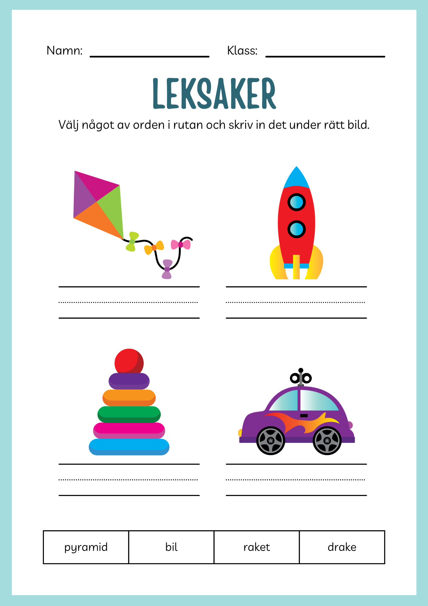 Jag lär mig skriva - Tema leksaker (24 sidor)