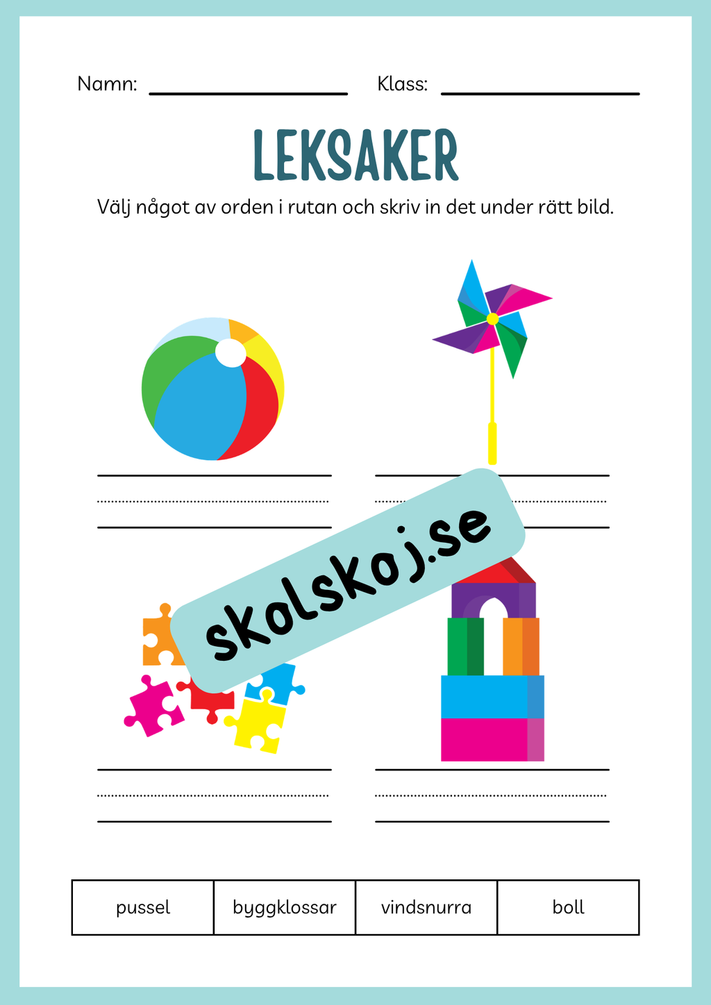 Jag lär mig skriva - Tema leksaker (24 sidor)