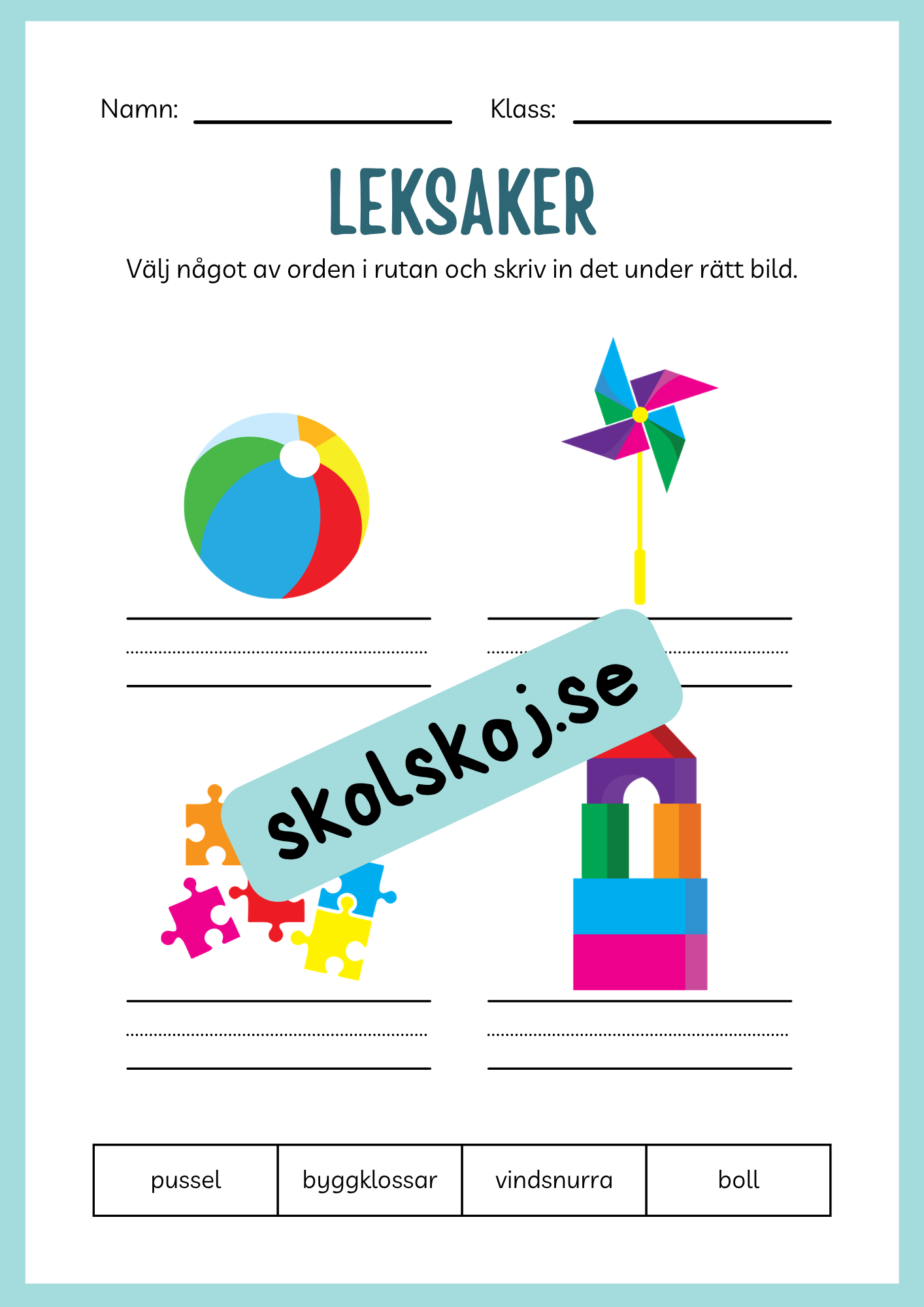 Jag lär mig skriva - Tema leksaker (24 sidor)