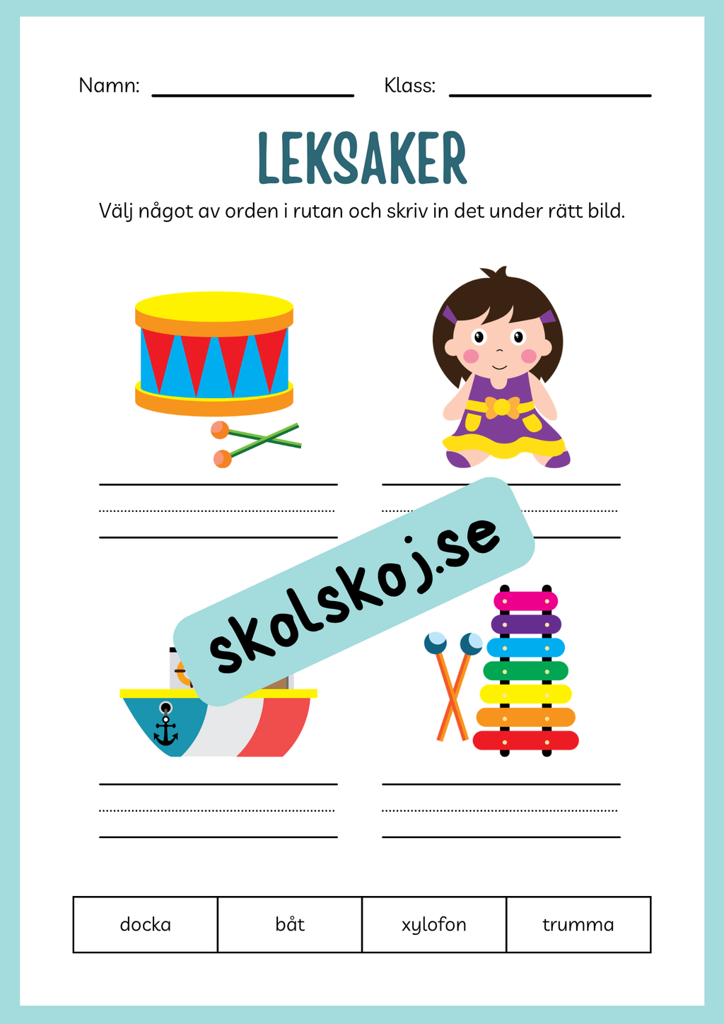 Jag lär mig skriva - Tema leksaker (24 sidor)