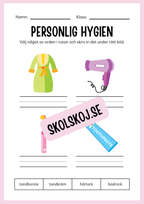 Jag lär mig skriva - Tema personlig hygien (24 sidor)