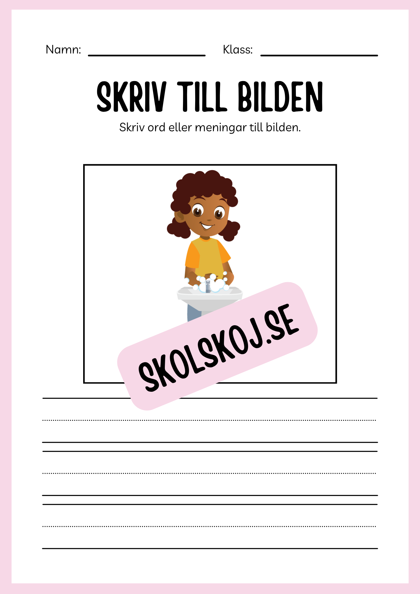 Jag lär mig skriva - Tema personlig hygien (24 sidor)