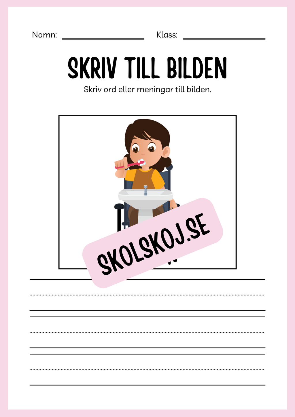 Jag lär mig skriva - Tema personlig hygien (24 sidor)