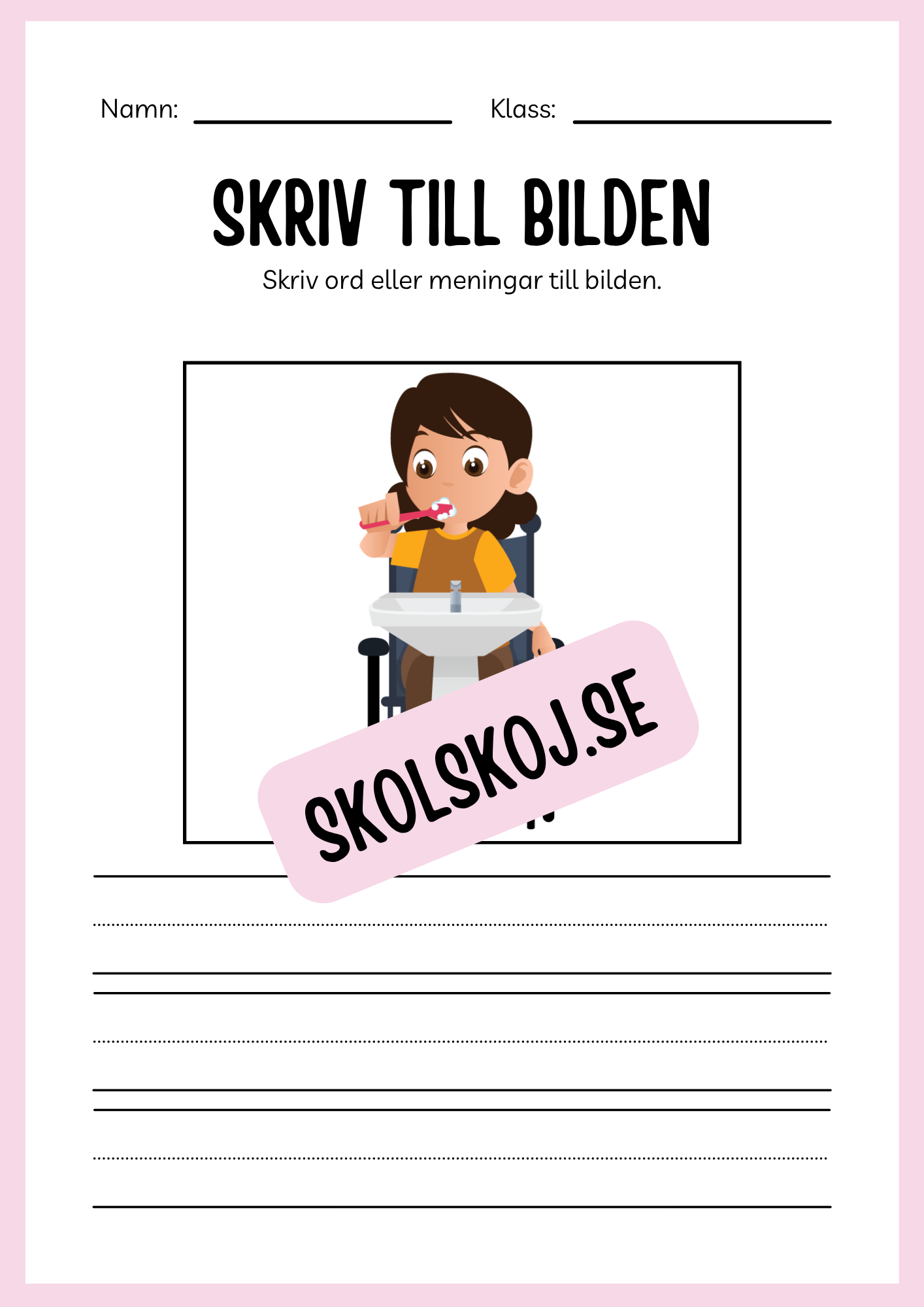 Jag lär mig skriva - Tema personlig hygien (24 sidor)