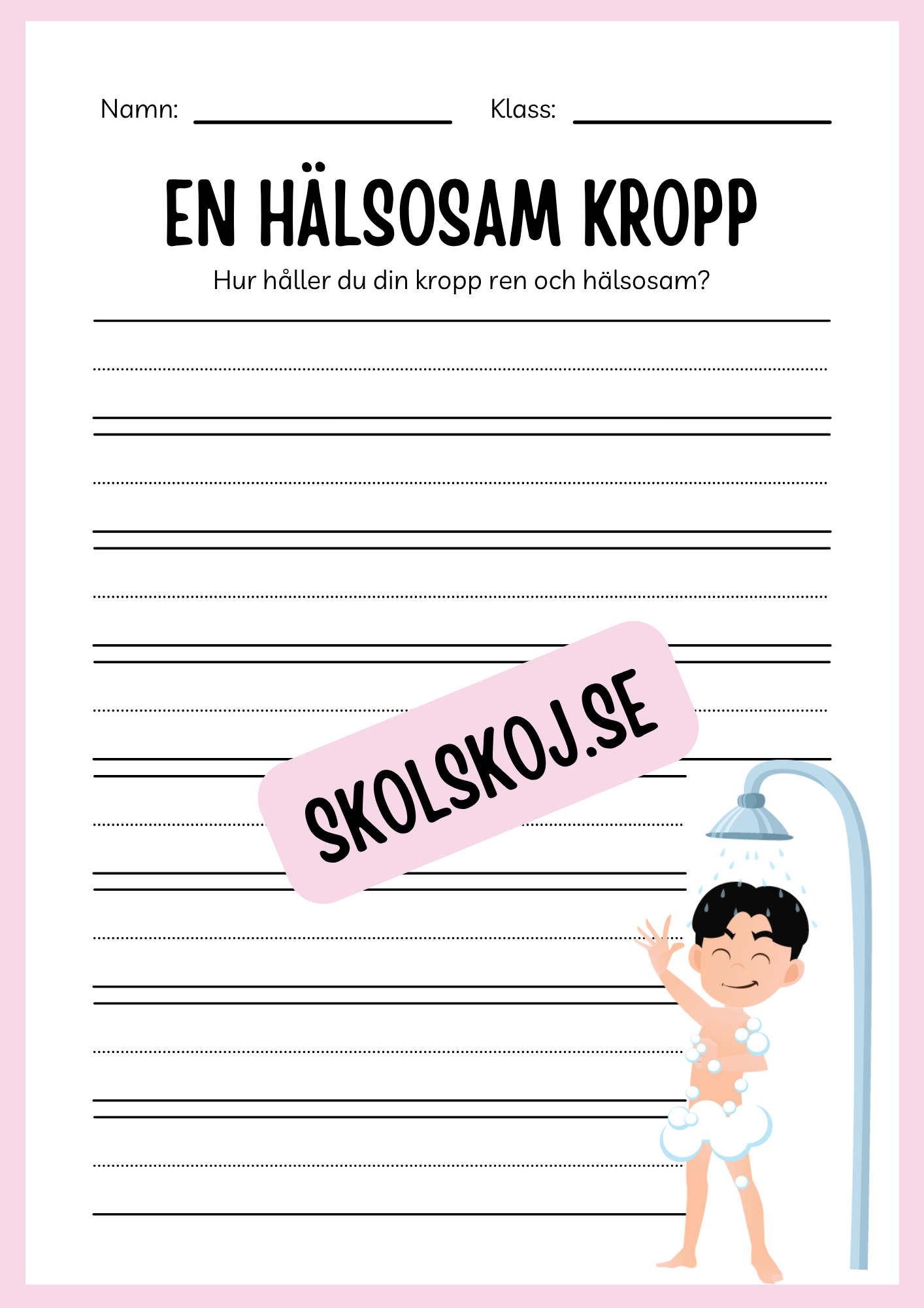 Jag lär mig skriva - Tema personlig hygien (24 sidor)