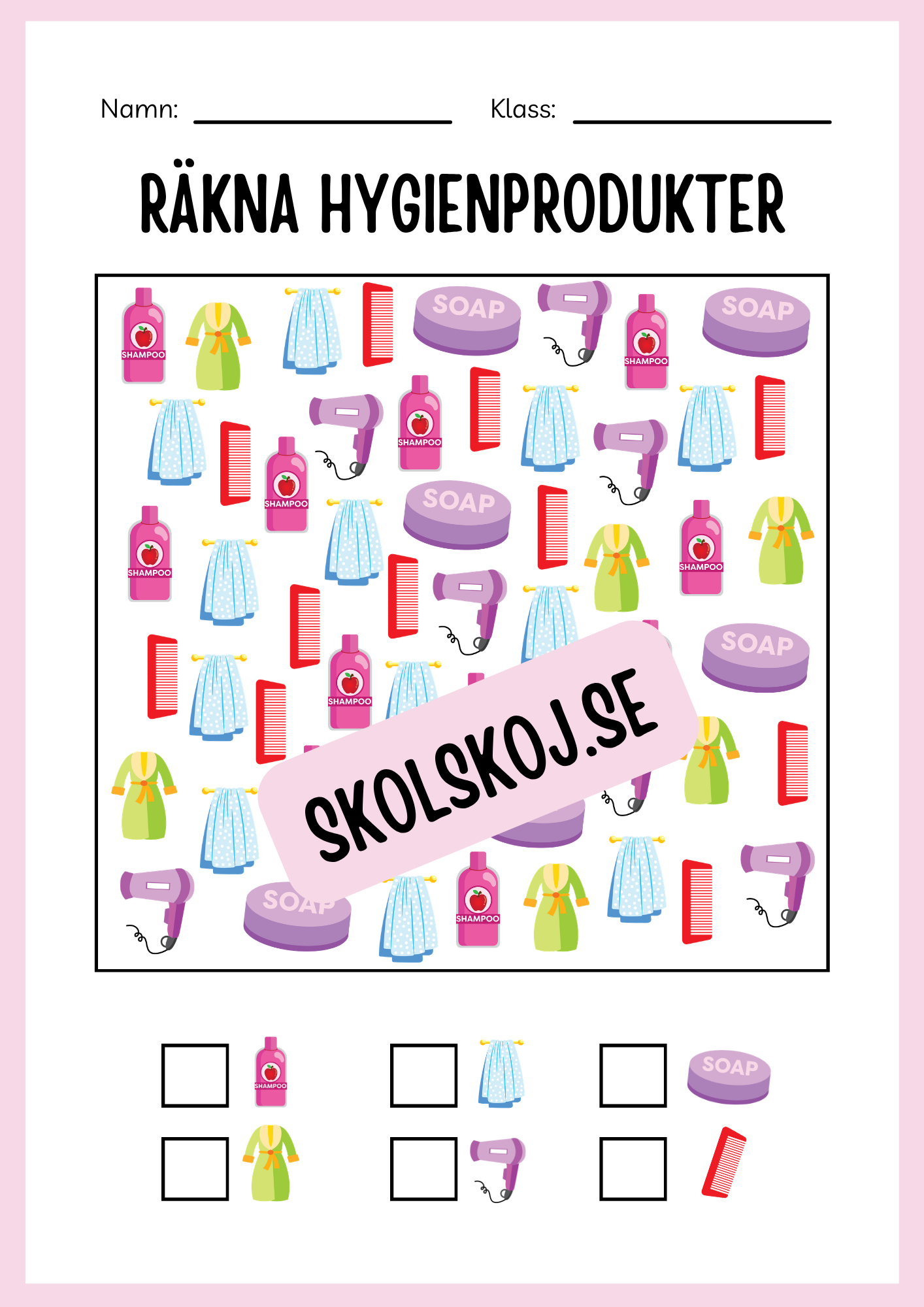 Jag lär mig skriva - Tema personlig hygien (24 sidor)