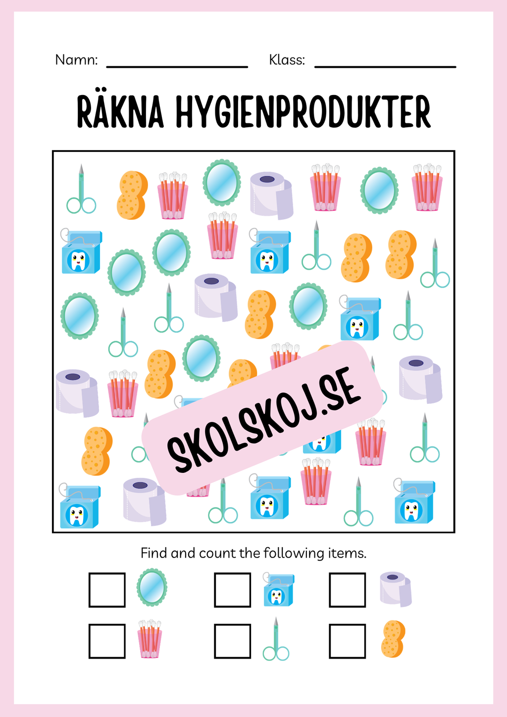 Jag lär mig skriva - Tema personlig hygien (24 sidor)