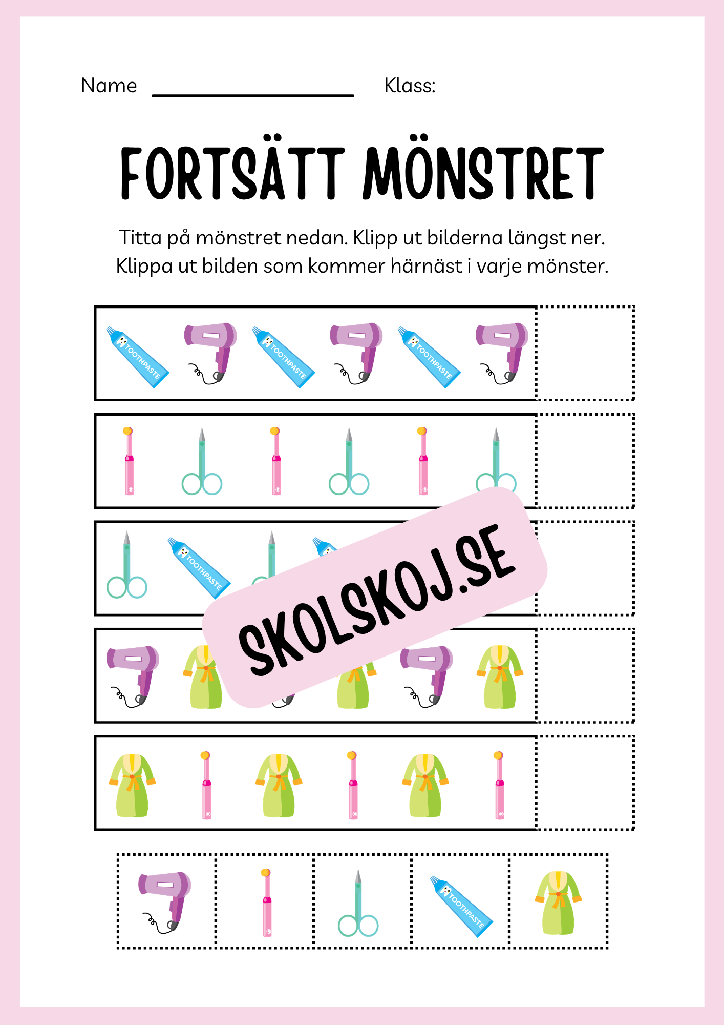 Jag lär mig skriva - Tema personlig hygien (24 sidor)