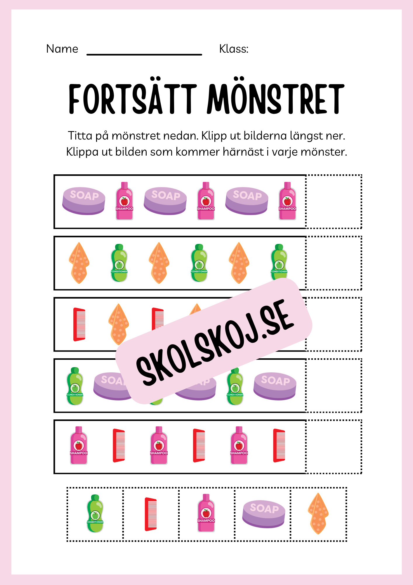 Jag lär mig skriva - Tema personlig hygien (24 sidor)