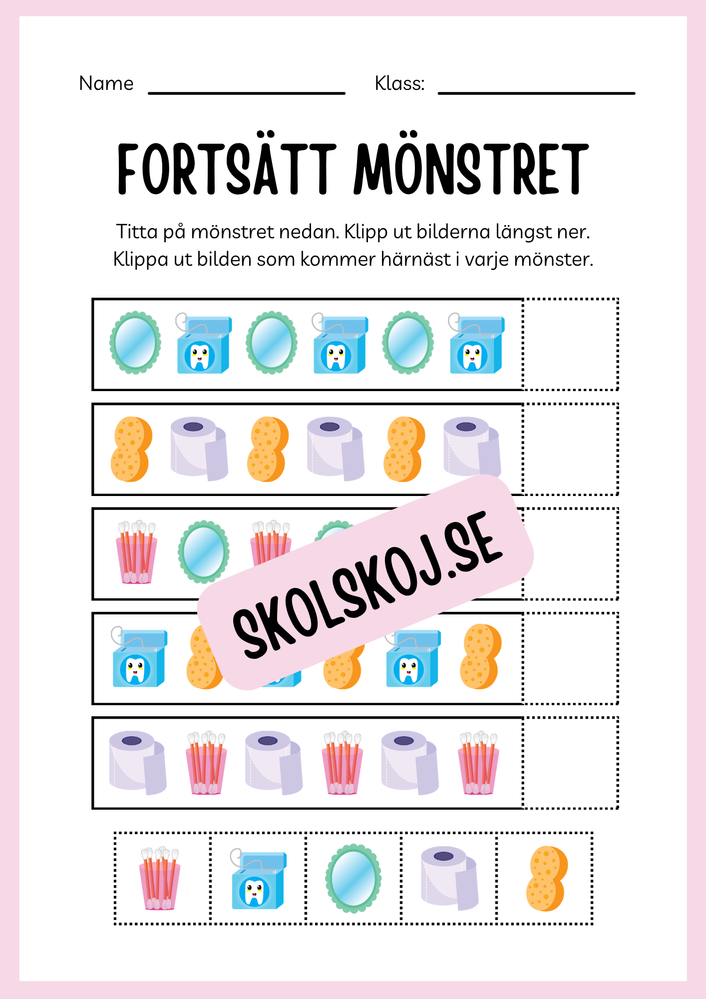Jag lär mig skriva - Tema personlig hygien (24 sidor)
