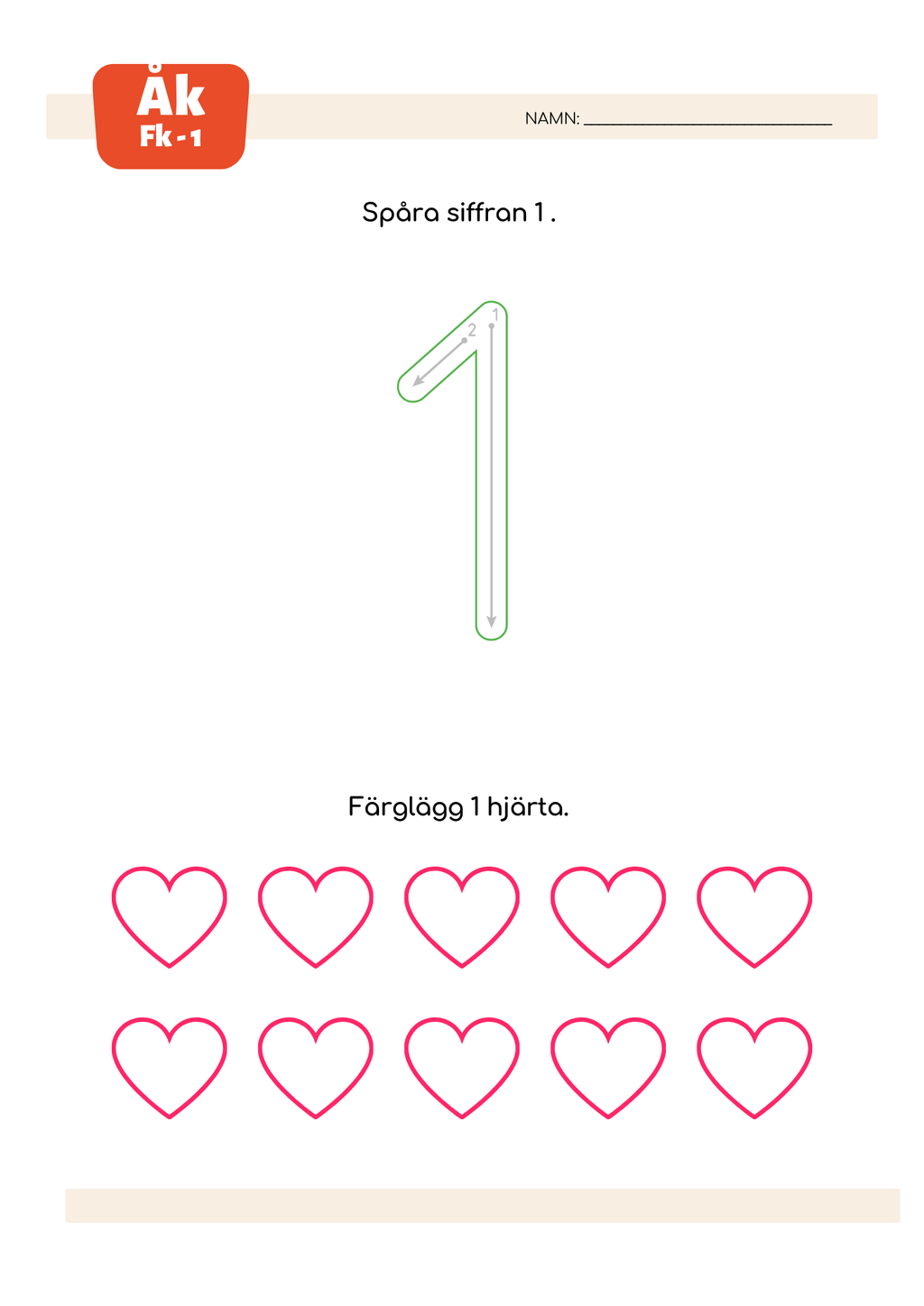 Jag lär mig skriva siffror - Fk - Åk 1